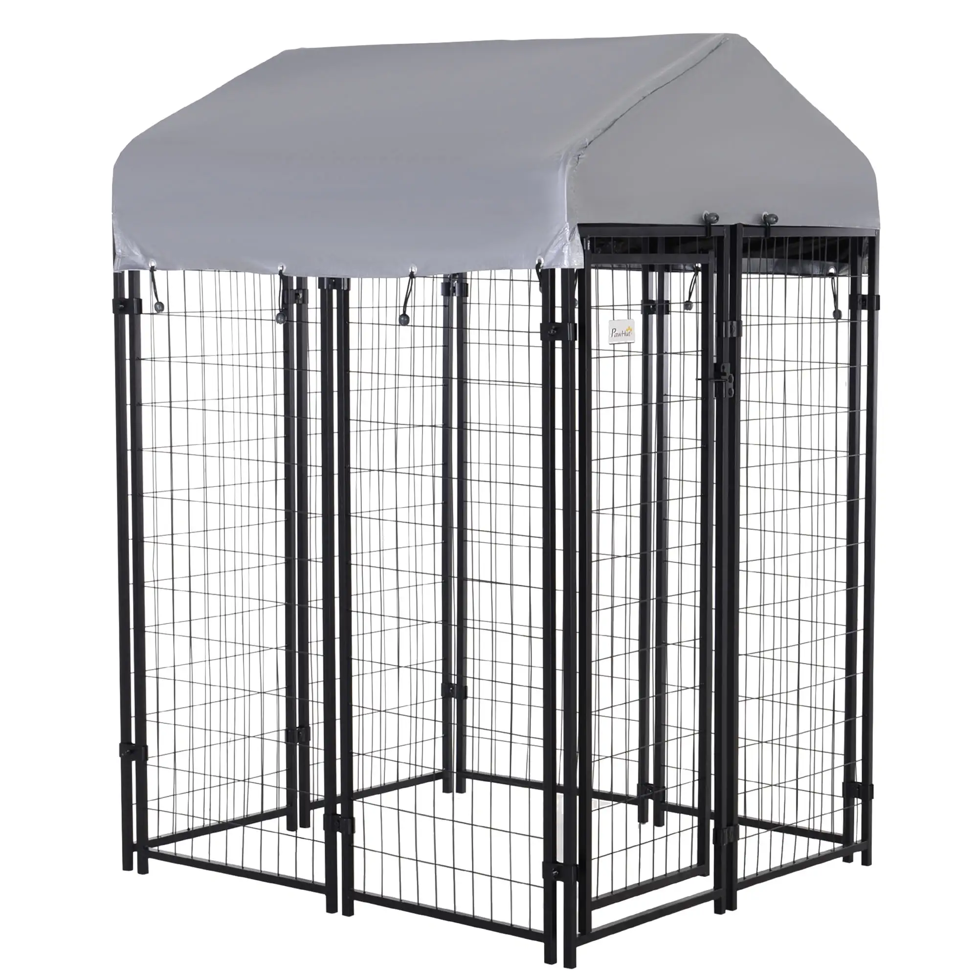 Pawhut Galvanized Steel Fence Dog Kennel. Large. Outdoor