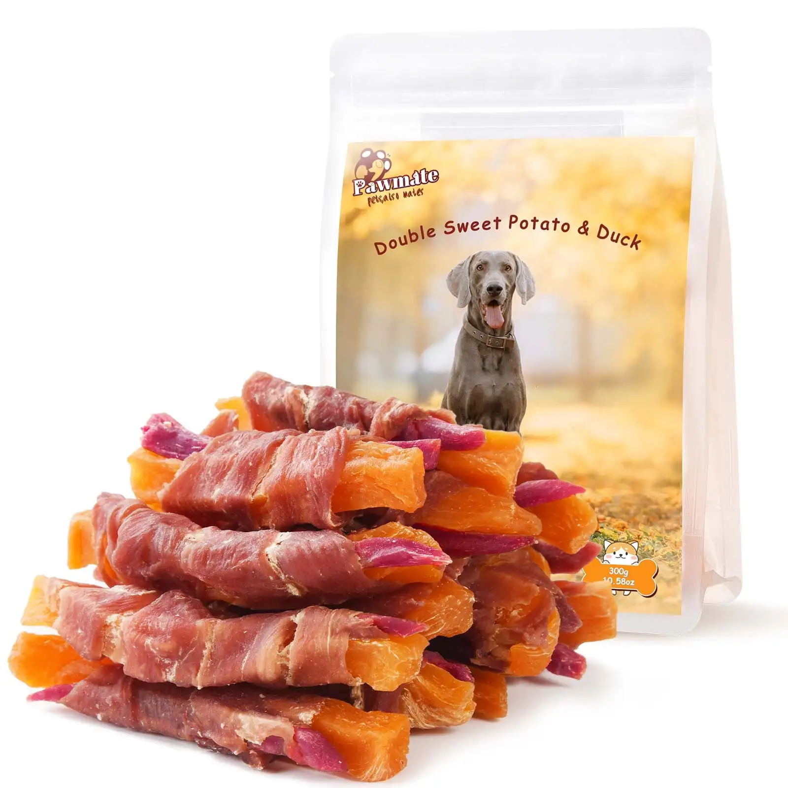 Pawmate Duck & Double Sweet Potato Dog Treats. Healthy Nutritious Snacks Chewy for All Dogs. 12-15 Counts