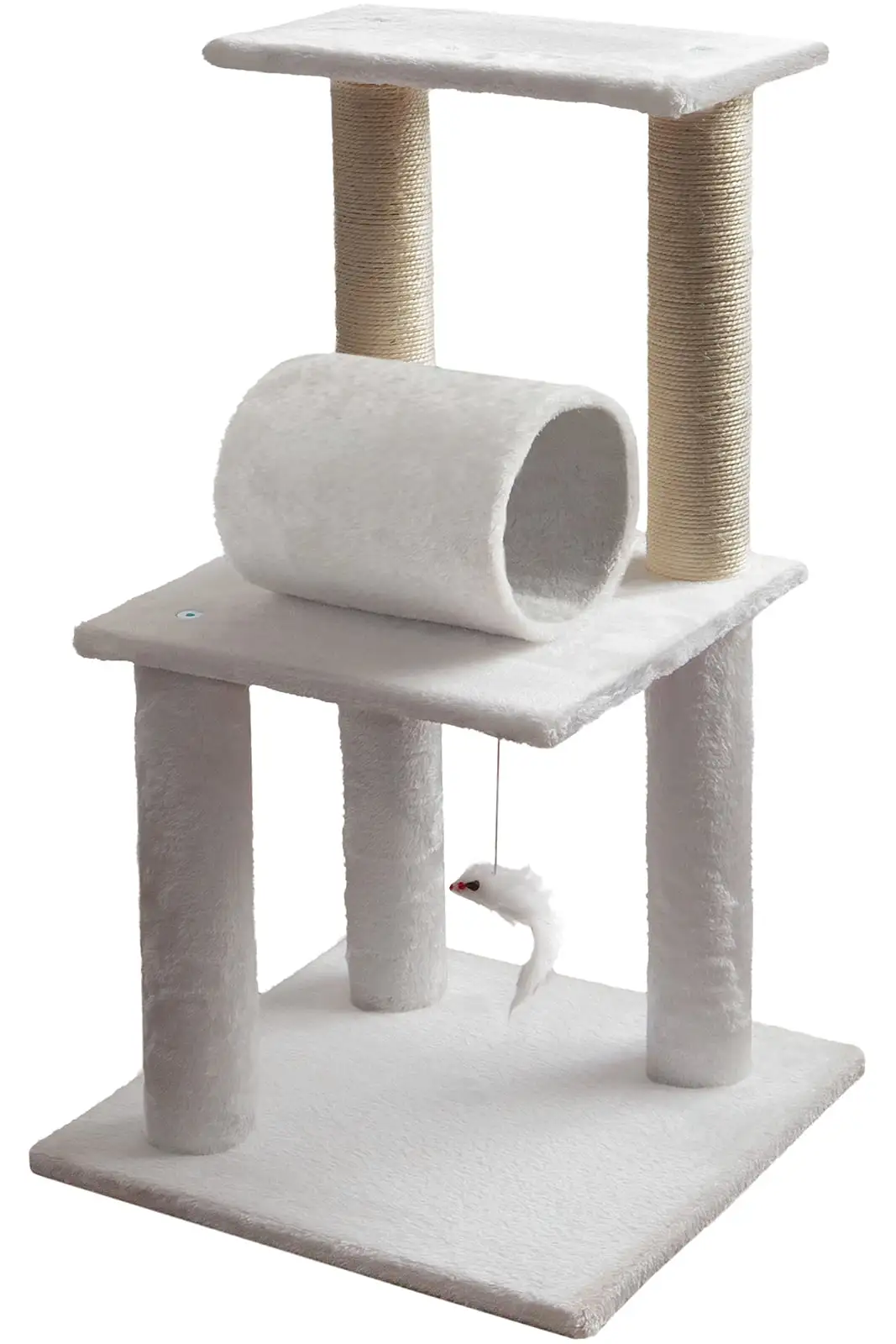 Paws & Pals Cat Tree Climb Tower Cave Condo Scratching Post (Small) (White)