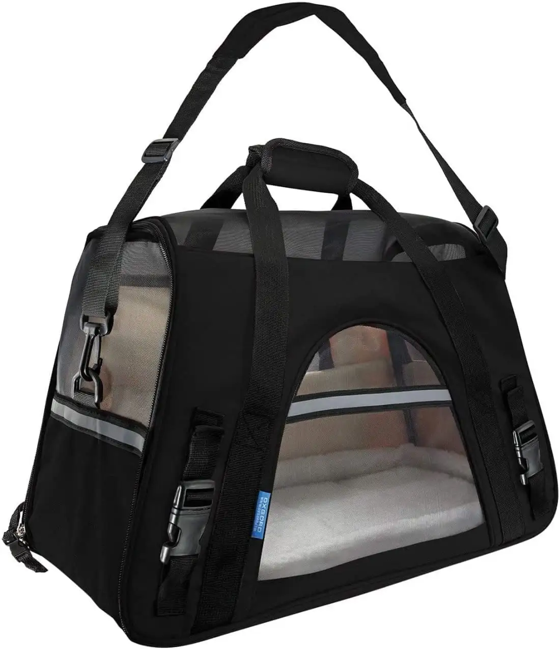 Paws & Pals Pet Carrier Airline Approved Soft-Sided Dogs Cats Kitten Puppy Carrying Bag (Black)(Large)