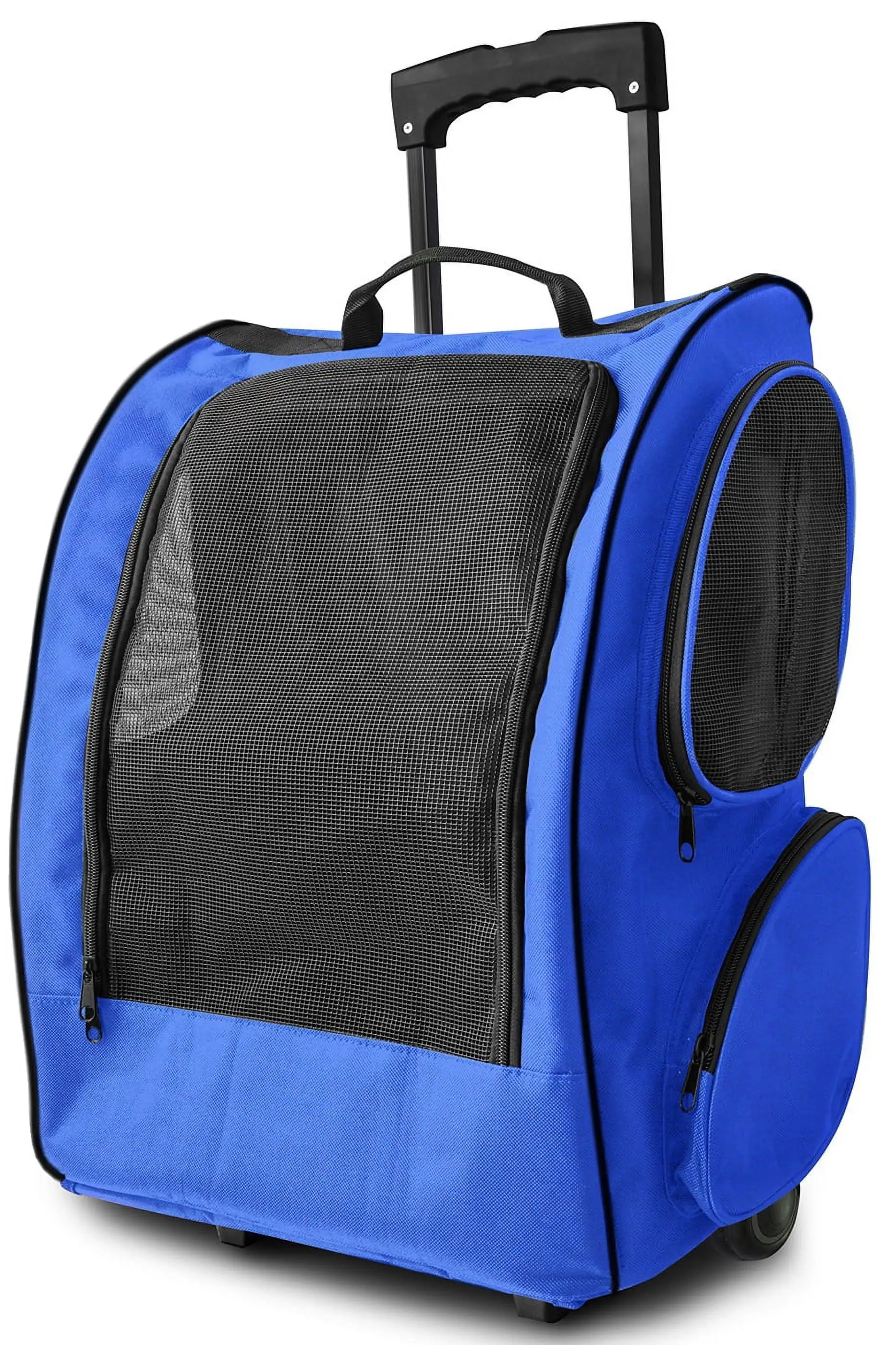 Paws & Pals Pet Carrier Ultimate Breathable Rolling Travel Backpack for Dogs and Cats (Blue)