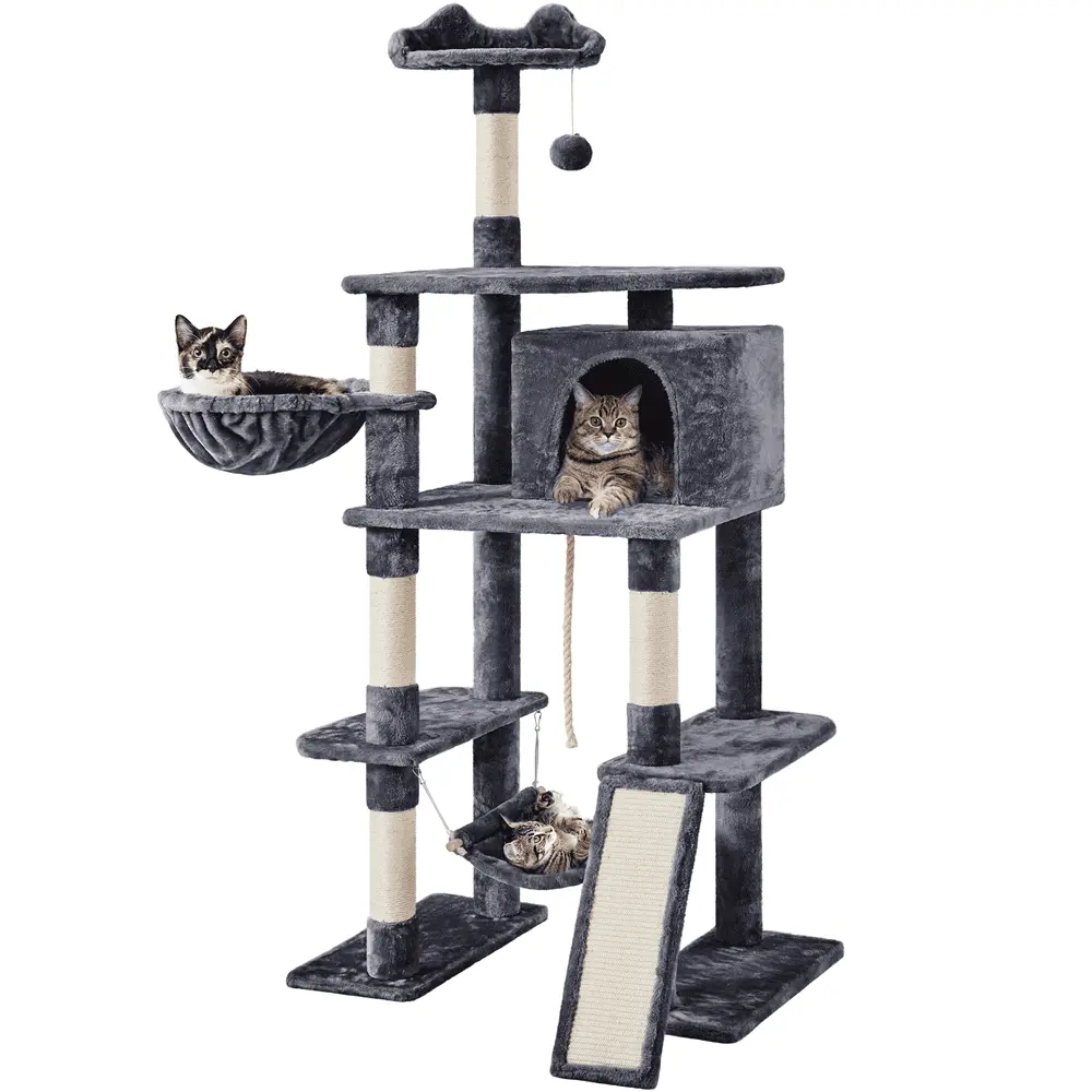 Pawscoo 70 Cat Tree with Condo and Scratching Post Tower. Dark Gray