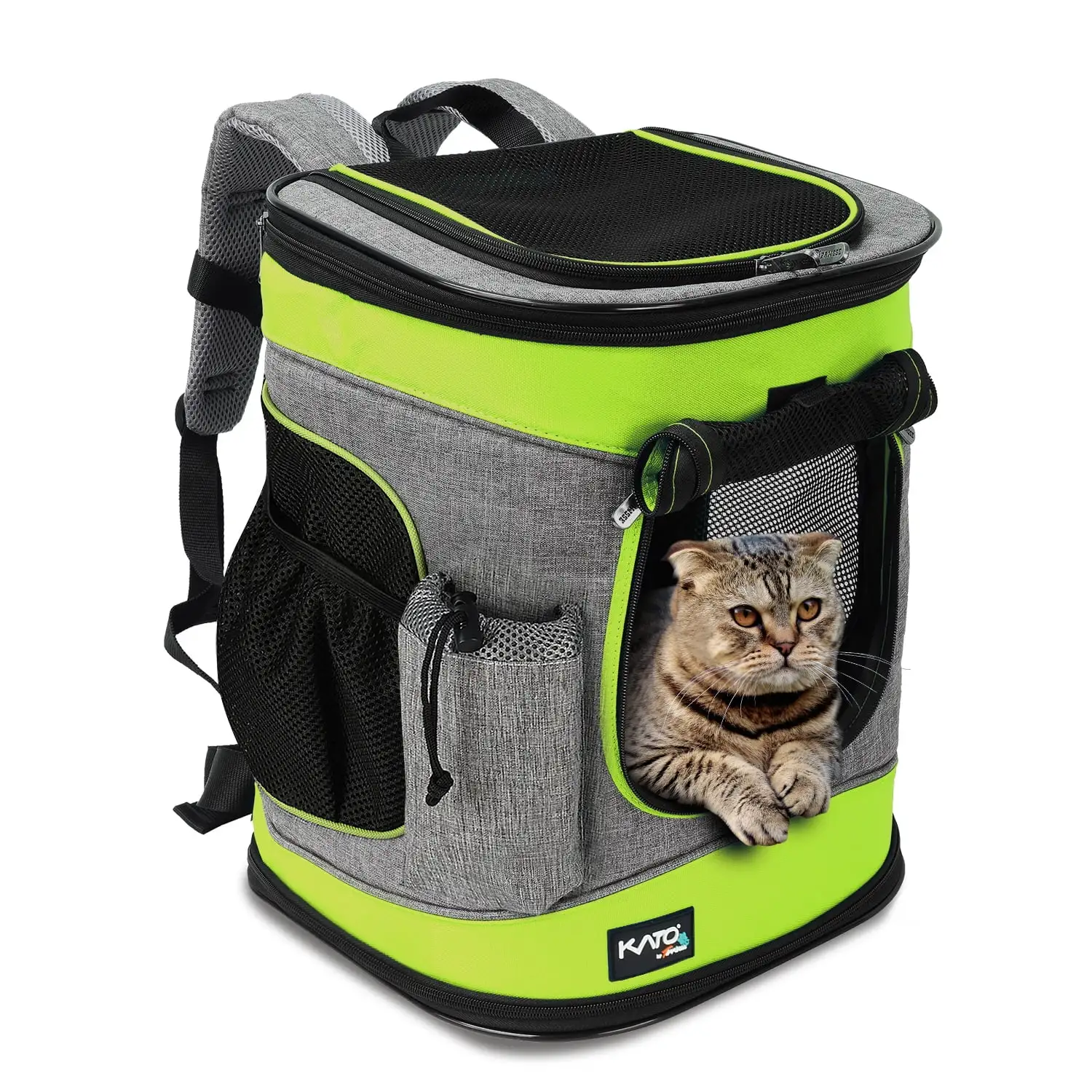 Pawsse Pet Carrier Backpack. Green & Gray. 16H x13.2L x12W