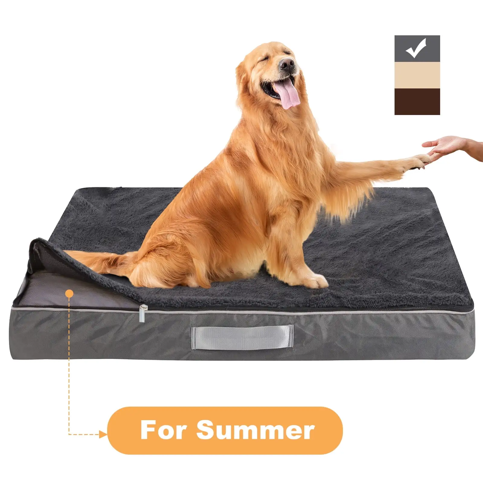 PayUSD Orthopedic Dog Bed for Large Dogs Thick Dog Mat with Removable Washable Double Layer Waterproof Cover Pet Bed Mat Egg-Crate Foam. L(36X27X4). Grey