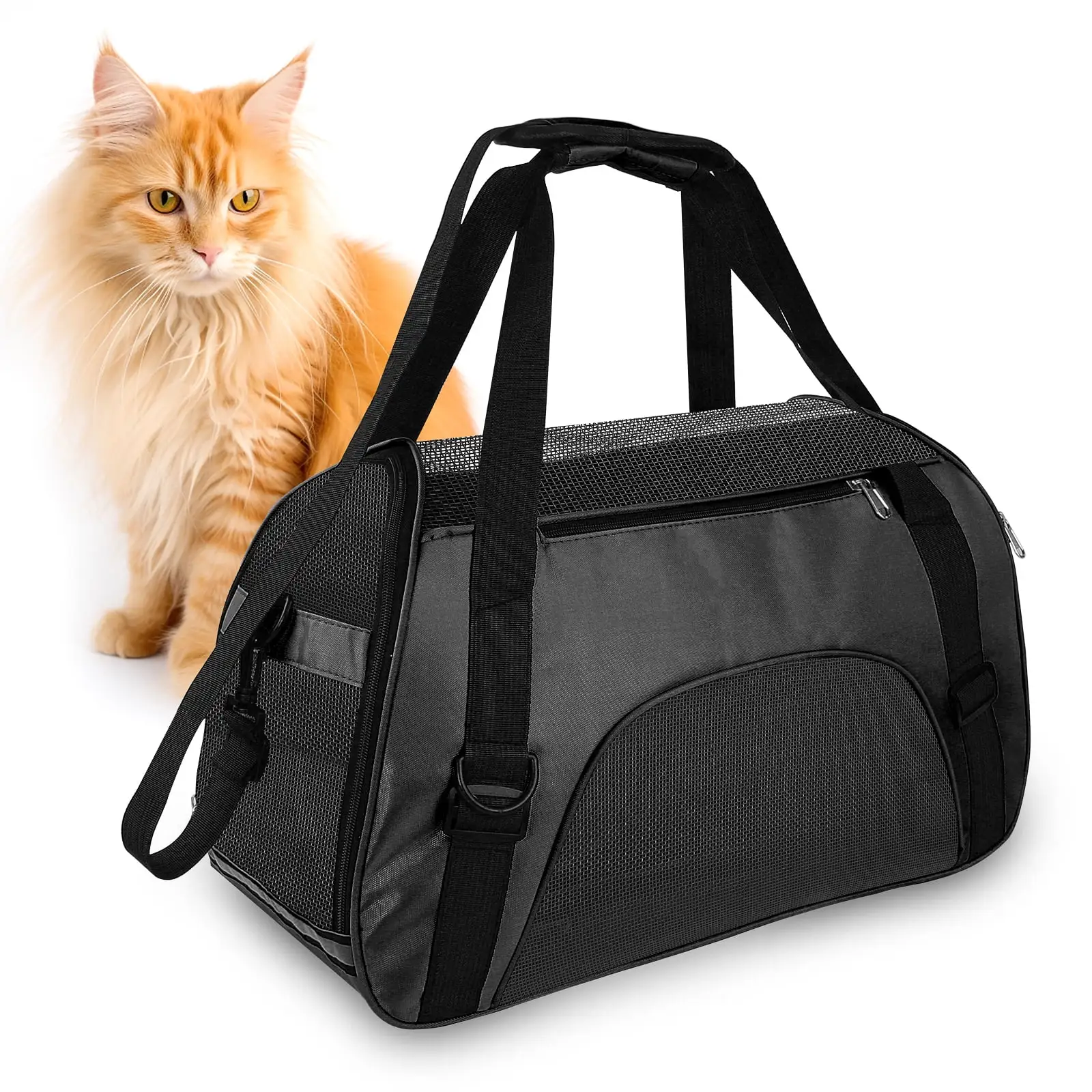 PcEoTllar Cat Carrier Airline Approved Pet Carrier. Dog Carrier. Puppy Carrier. Outdoor Carrier. Black