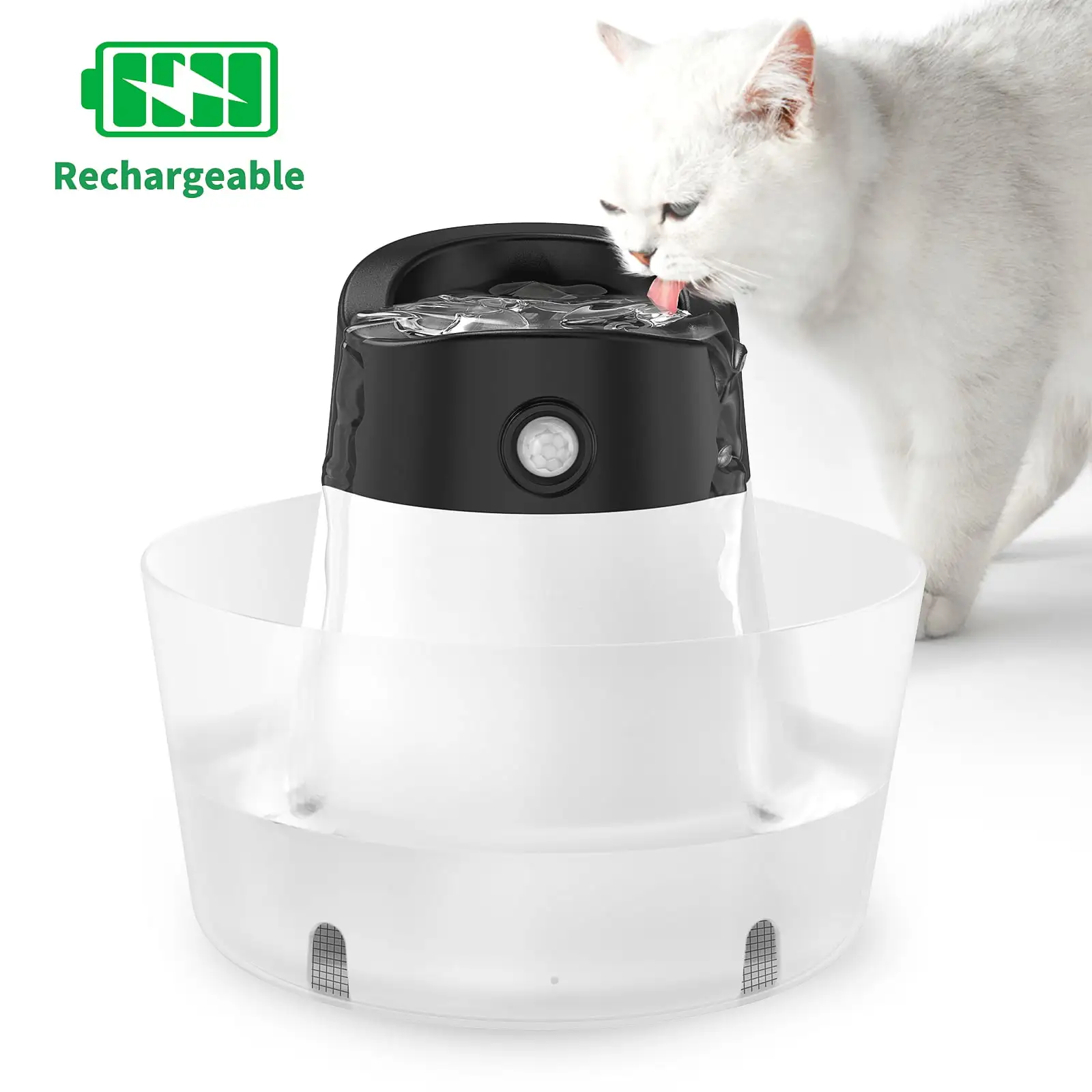 PcEoTllar Cat Water Fountain. Automatic Rechargeable Pet Fountains. Cat Dog Water Fountain Dispenser. Black