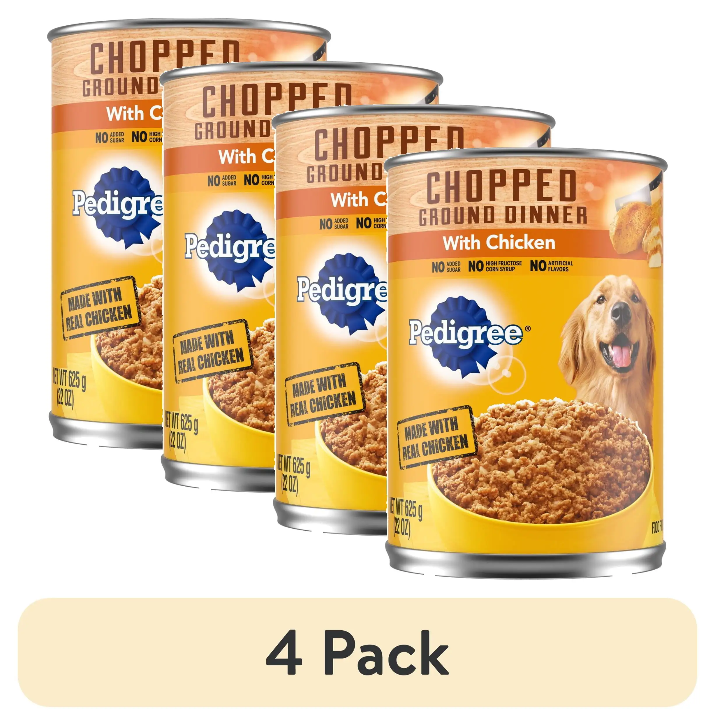 (4 pack) Pedigree Chopped Ground Dinner Chicken Wet Dog Food. 22 oz Can