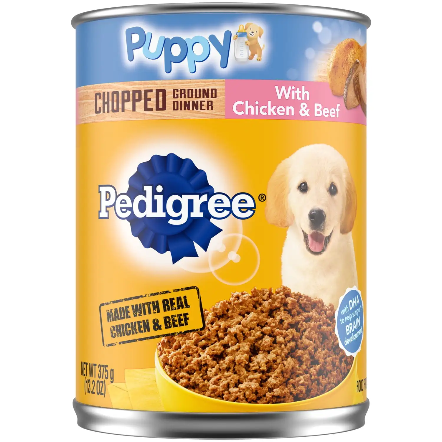 Pedigree Chopped Ground Dinner Chicken and Beef Wet Dog Food for Puppies. 13.2 oz Can