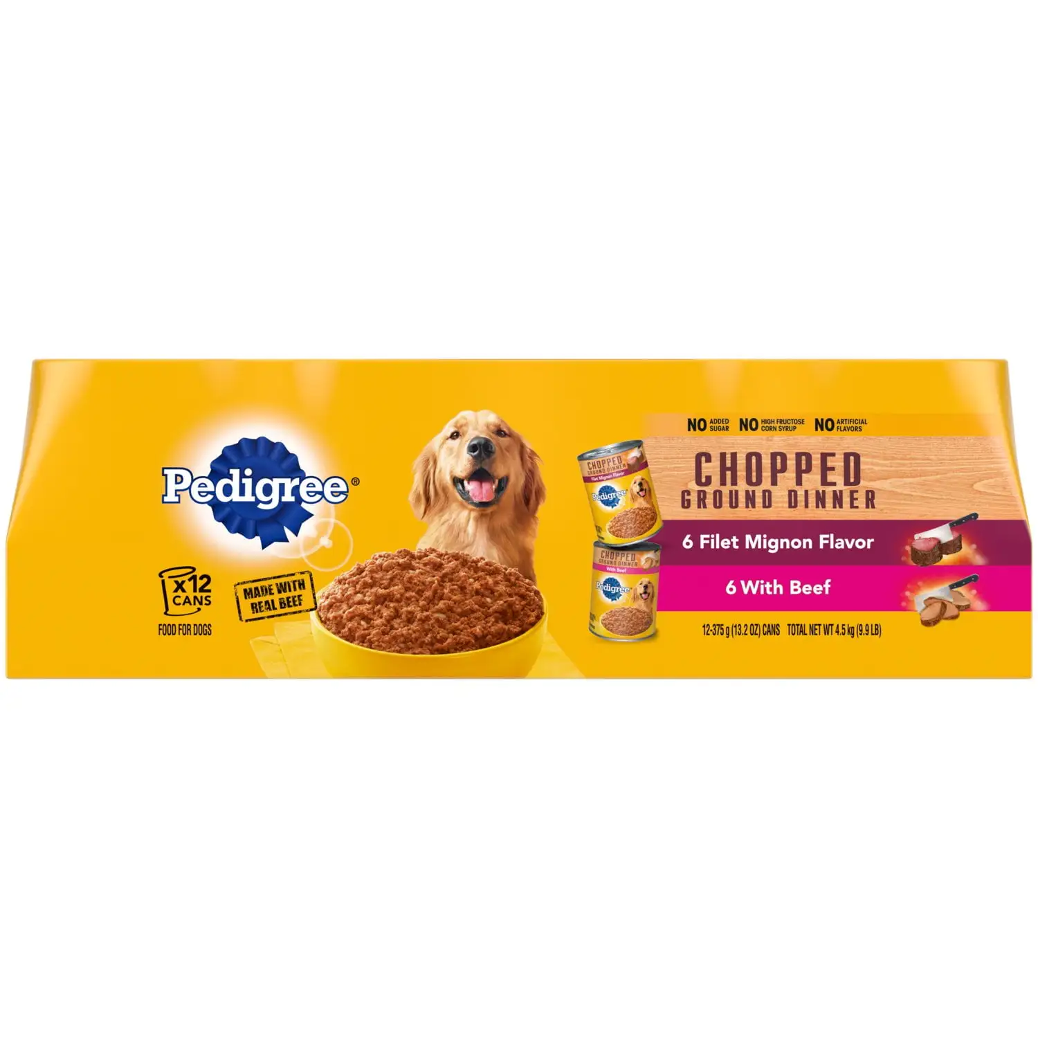 Pedigree Chopped Ground Dinner Wet Dog Food Variety Pack. 13.2 oz Cans (12 Pack)