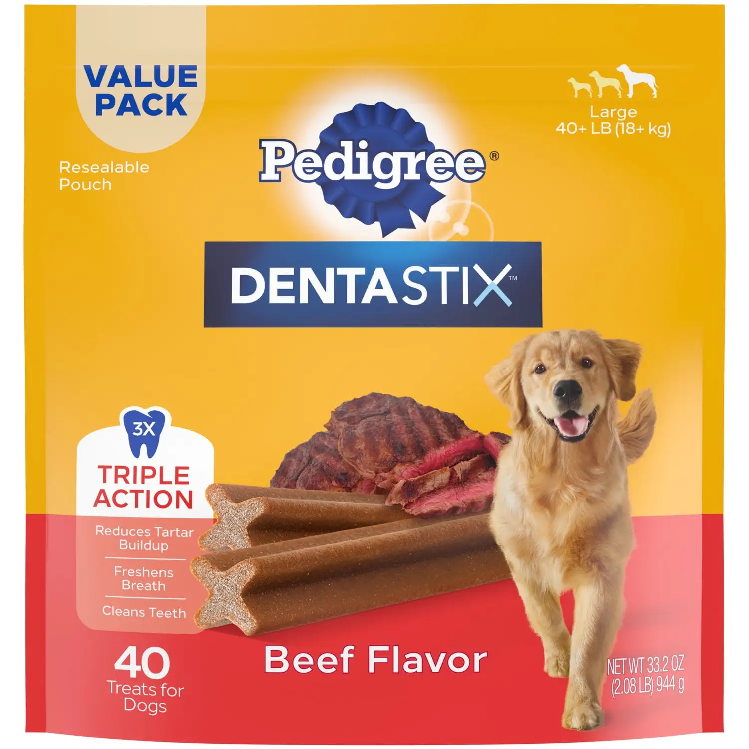 Pedigree Dentastix Beef Treats for Dogs. 33.2 oz Pouch