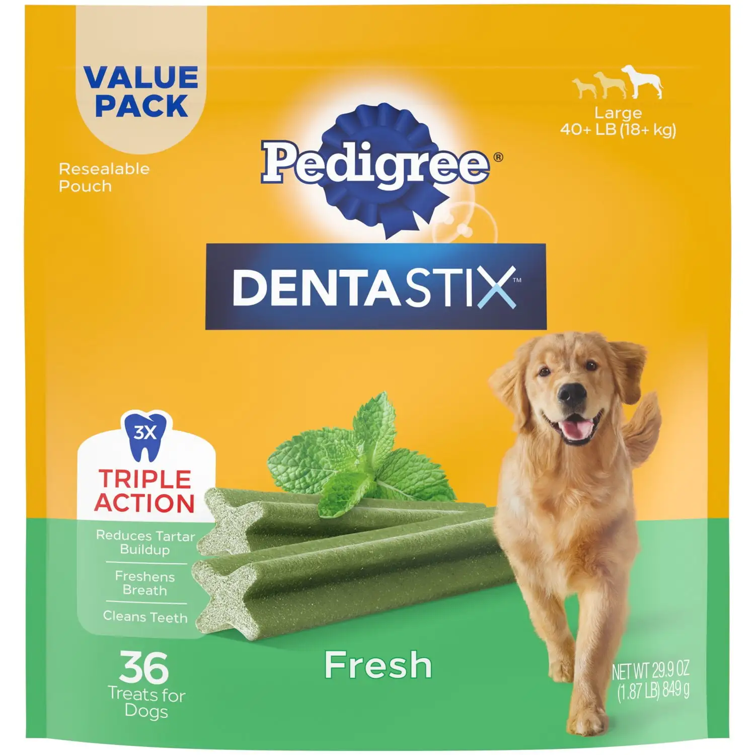 Pedigree Dentastix Fresh Treats for Dogs. 29.9 oz Pouch