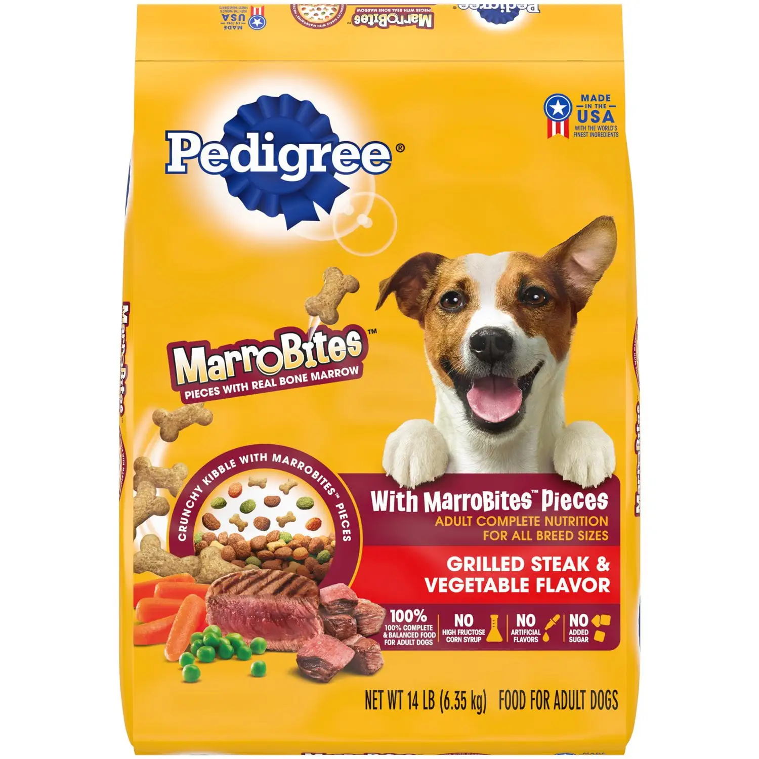 Pedigree MarroBones Grilled Steak and Vegetable Dry Dog Food. 14 lb Bag