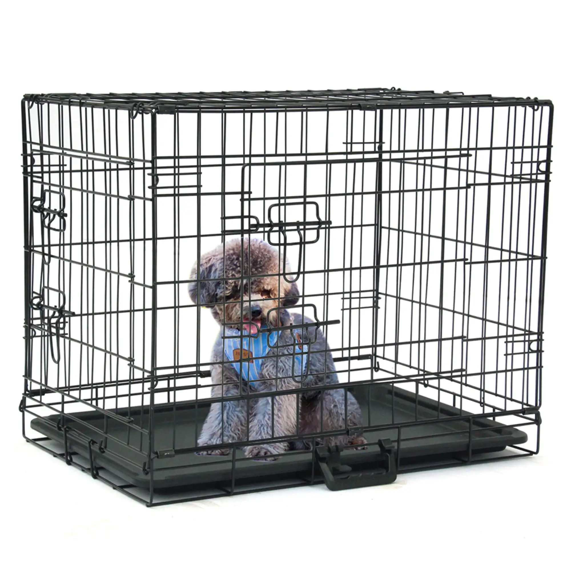 Pefilos 24 Dog Crate for Small Pet Kennel Cat Folding Steel Animal Playpen Wire Metal. Black