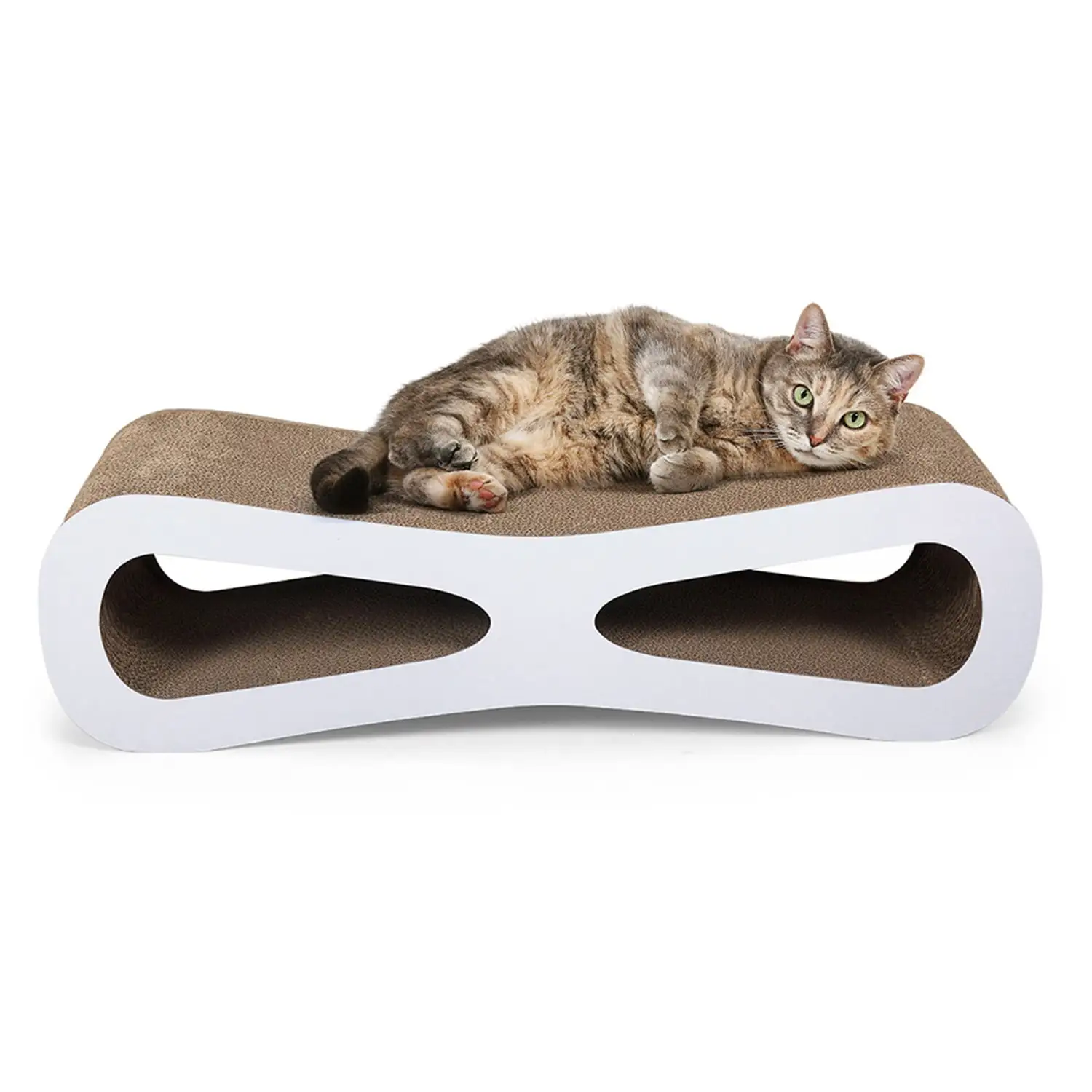 Pefilos 29 Inch Cat Scratcher Lounge. Reversible Infinity Scratch Made from Recycled Corrugated Cardboard. Durable & Long Lasting. Beige