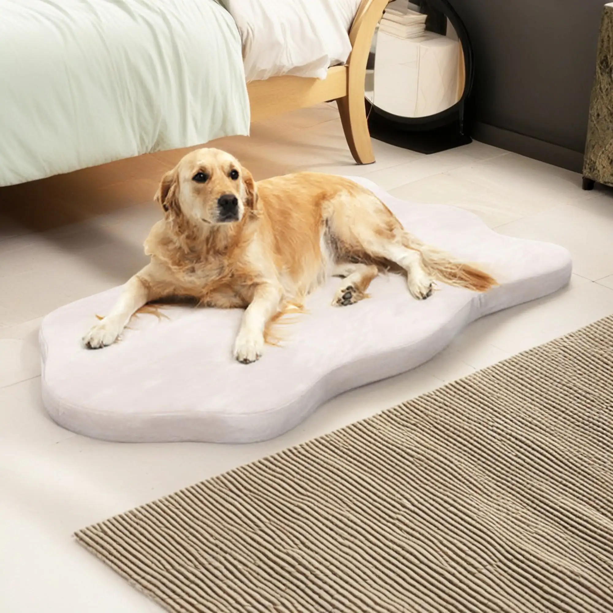 Pefilos 43 Orthopedic Dog Bed with Memory Foam Support for Large Breed Dogs. 3 Thick Pet Bed with Removable Cover. Beige