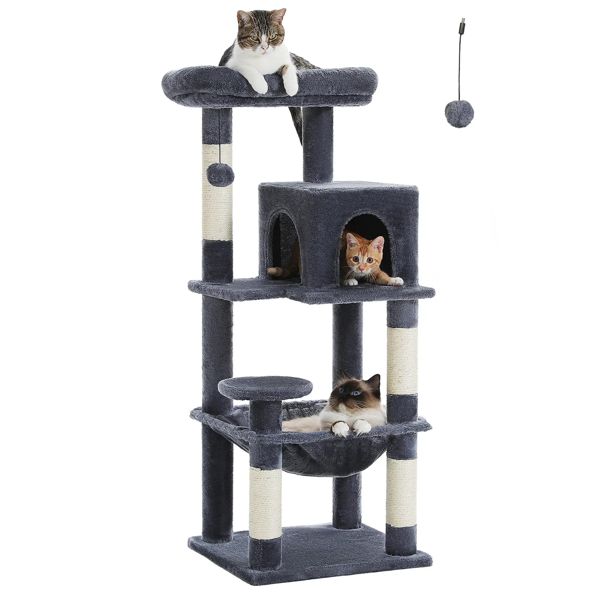 Pefilos 45 Modern Cat Tree House. Cat Condo for Indoor Cats. Activity Center Cat Scratching Tower for Kittens Toy. Dark Gray