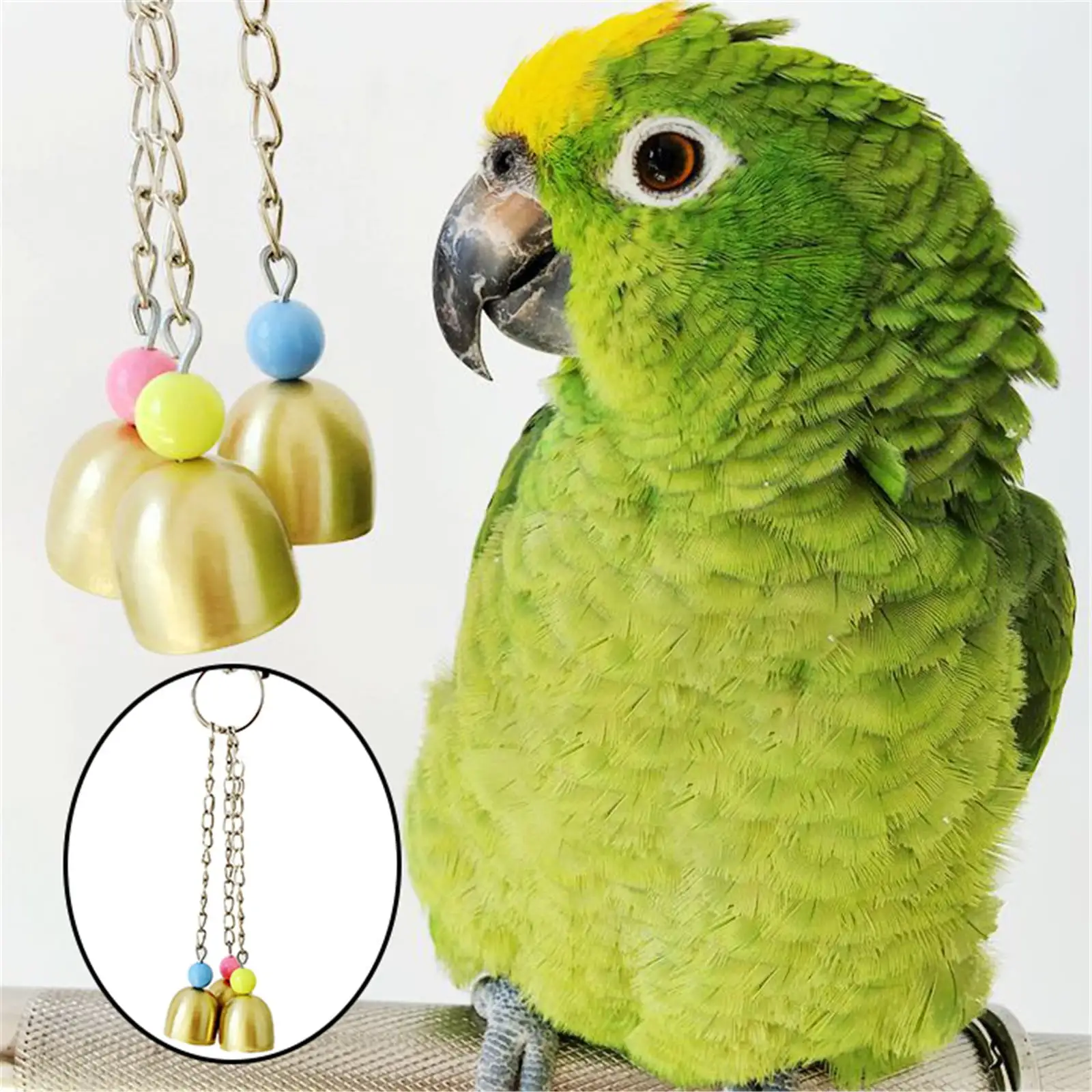 Pengzhipp Desk Ornaments Toy Bird Toy Bells Pet Cage Budgie B^ite Greys Hanging Lovebird Parrotation & Hangs Solid Durable Home Decor