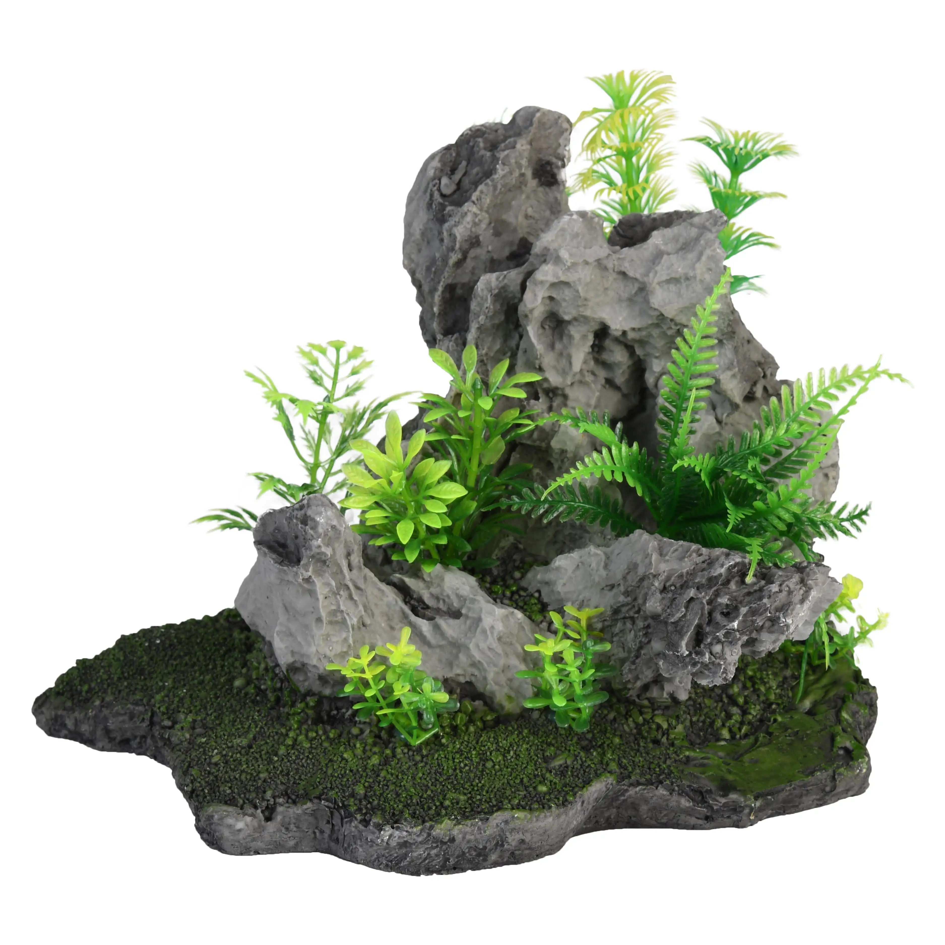 Penn-Plax Rock Aquascape Aquarium Decoration a?? Gray and Green