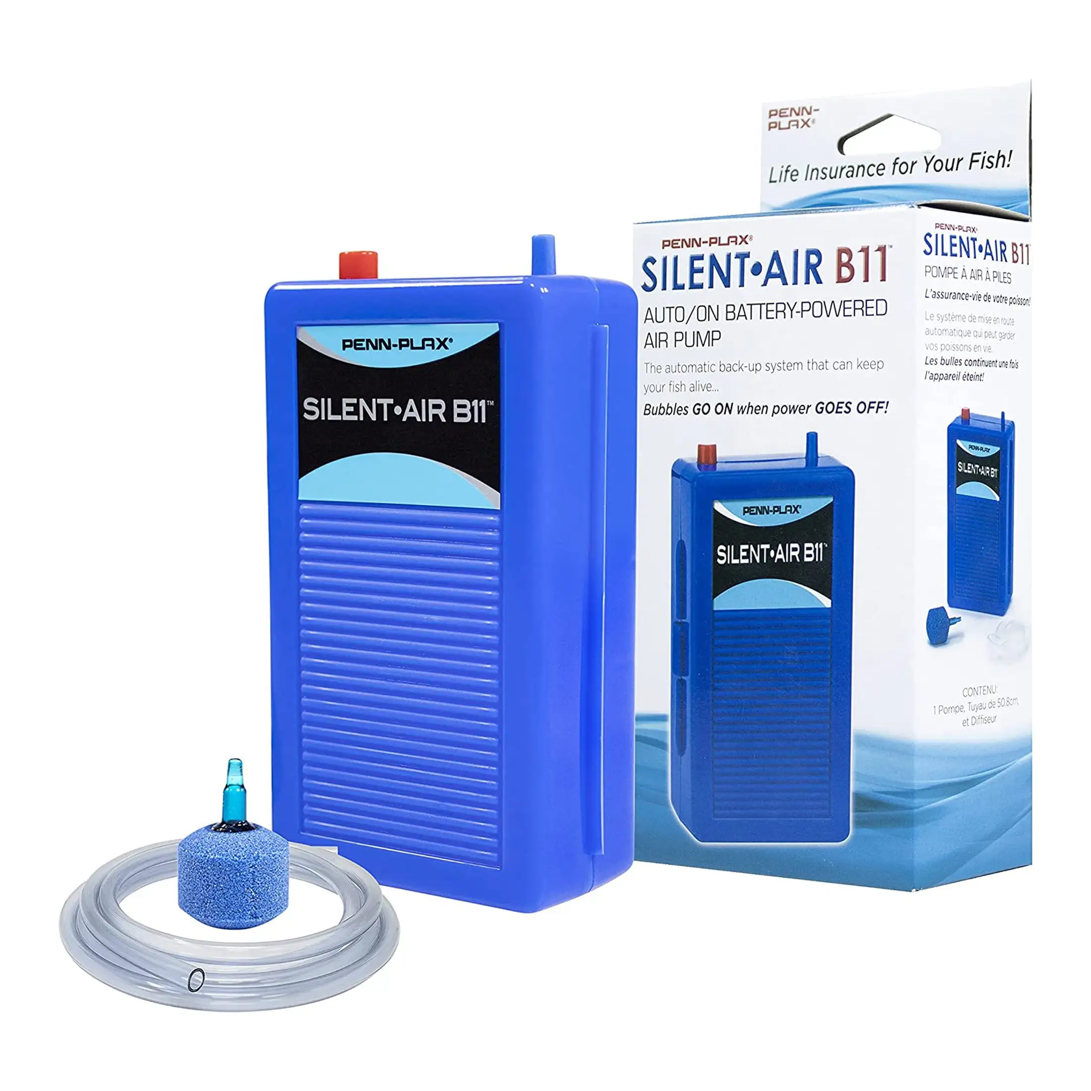 Penn-Plax Silent-Air Aquarium Air Pump with Battery Backup ?C Blue ?C Batteries Not Included