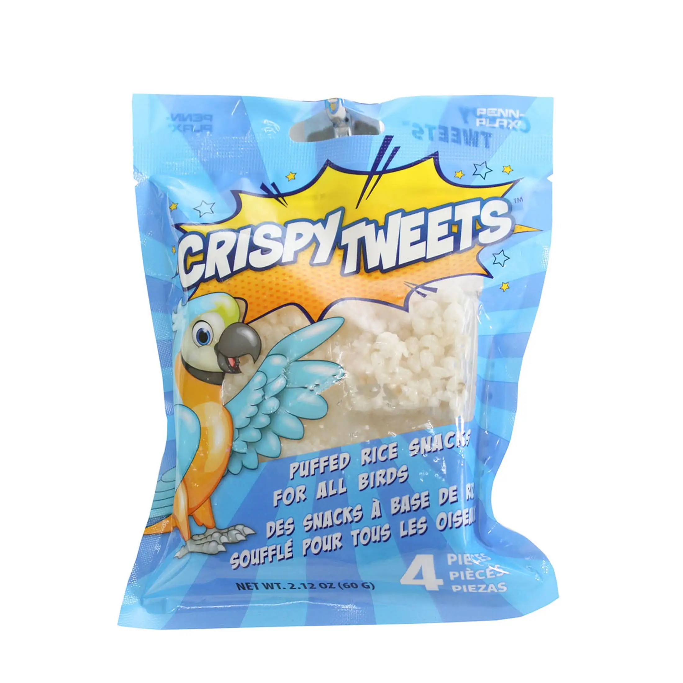 Penn-Plax Tweet Eats: Crispy Tweets - Natural Puffed Rice Pet Treats for All Birds - 4 Pieces