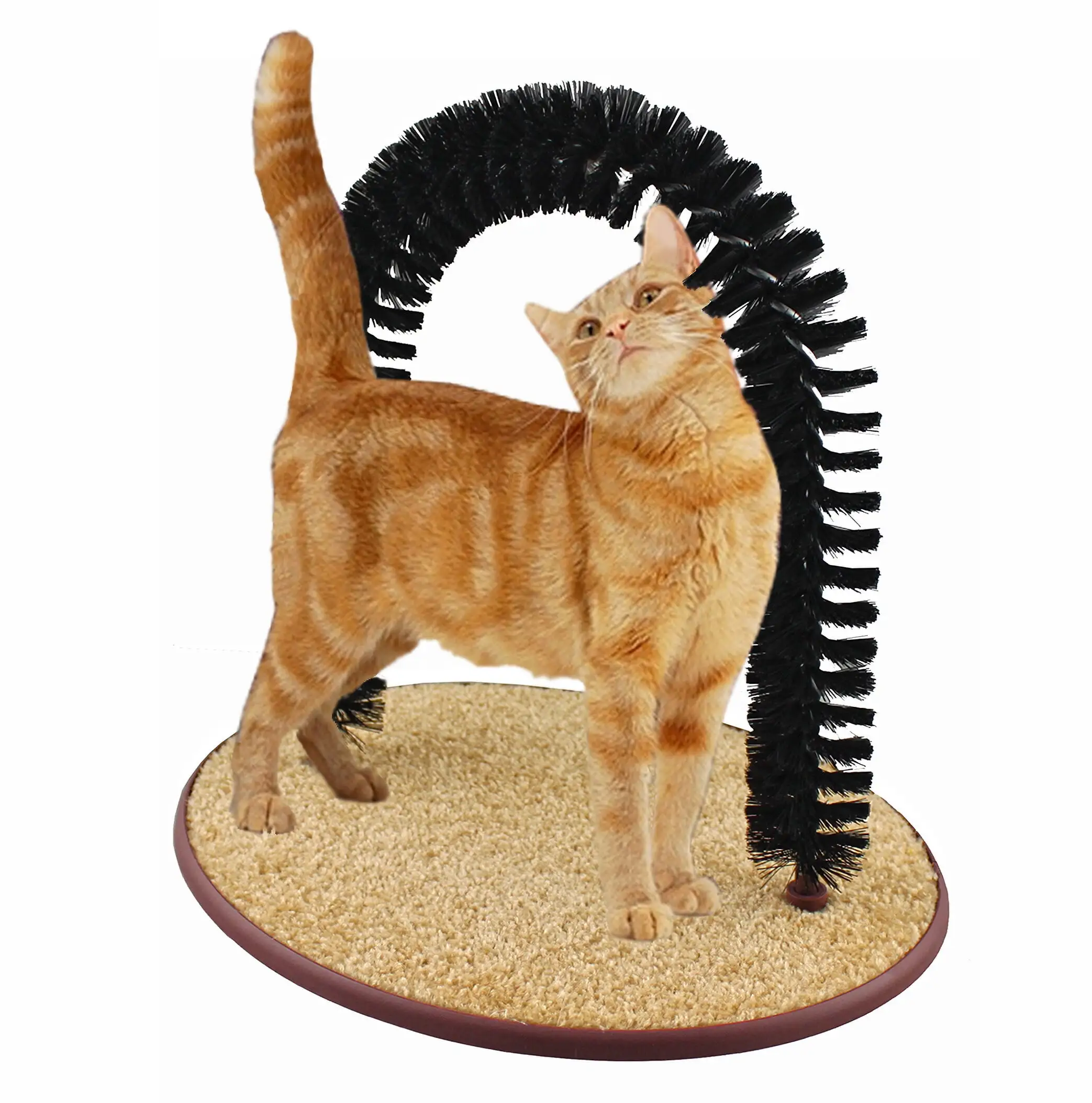 Perfect Cat Self Grooming Arch Post & Toy with Bristle and Catnip For Scratching. Brushing. and Massaging - Cat Grooming Arch - 5 Star Super Deals