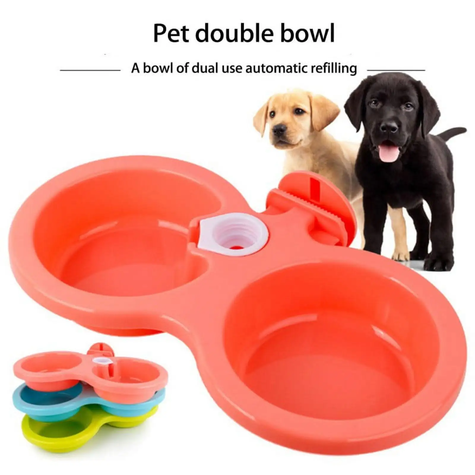 Pet Anti Bite Detachable Hanging Water and Food Feeding Double Bowls Dish for Small Animals Pet Rabbit Bunny Guinea Pig Hamster Dog Cat