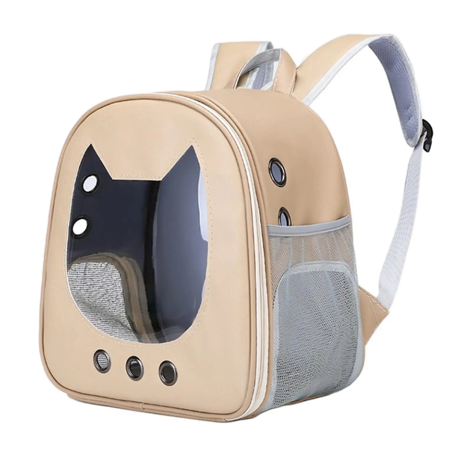 Pet Backpack Carrier for Small Cats and Dogs Breathable Kittens Backpack with Adjustable Shoulder Strap Cats Bag for Small Animals Travel Hiking Camping Outdoor Beige