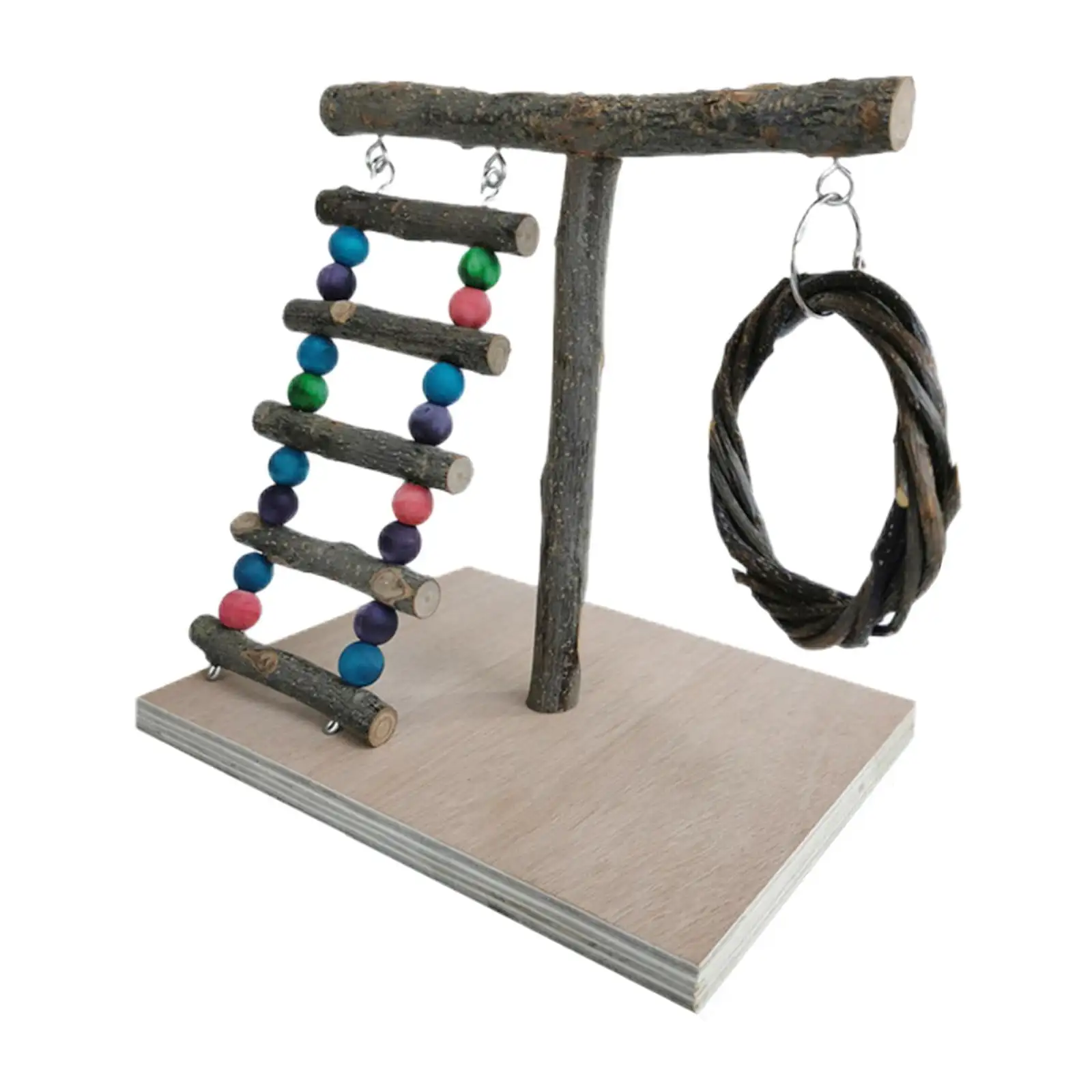 Pet Bird Playstand Parrot Playground Toy Wooden Perch Ladder Climbing Platform.Style A 32x29x26cm