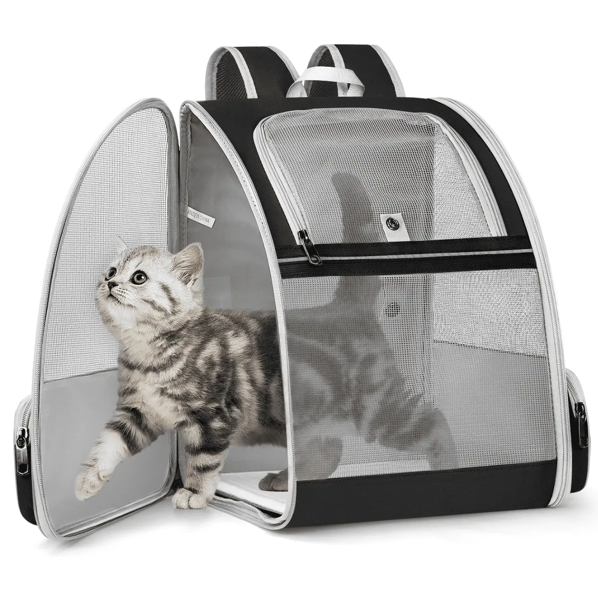 Pet Carrier Backpack for Dogs Cats. Puppies up to 18lbs. Cat Carrier with Side Pocket. Fully Ventilated Mesh. Airline Approved. Dog Carrier Backpack for Travel. Hiking. Walking & Outdoor Use. Black