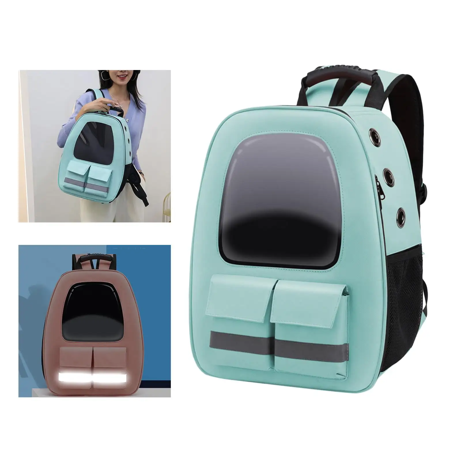 Pet Carrier Backpack for Small Cats and Dogs. puppy. Ventilated Design. Safety Straps. for Travel. Hiking. Outdoor Use . Green