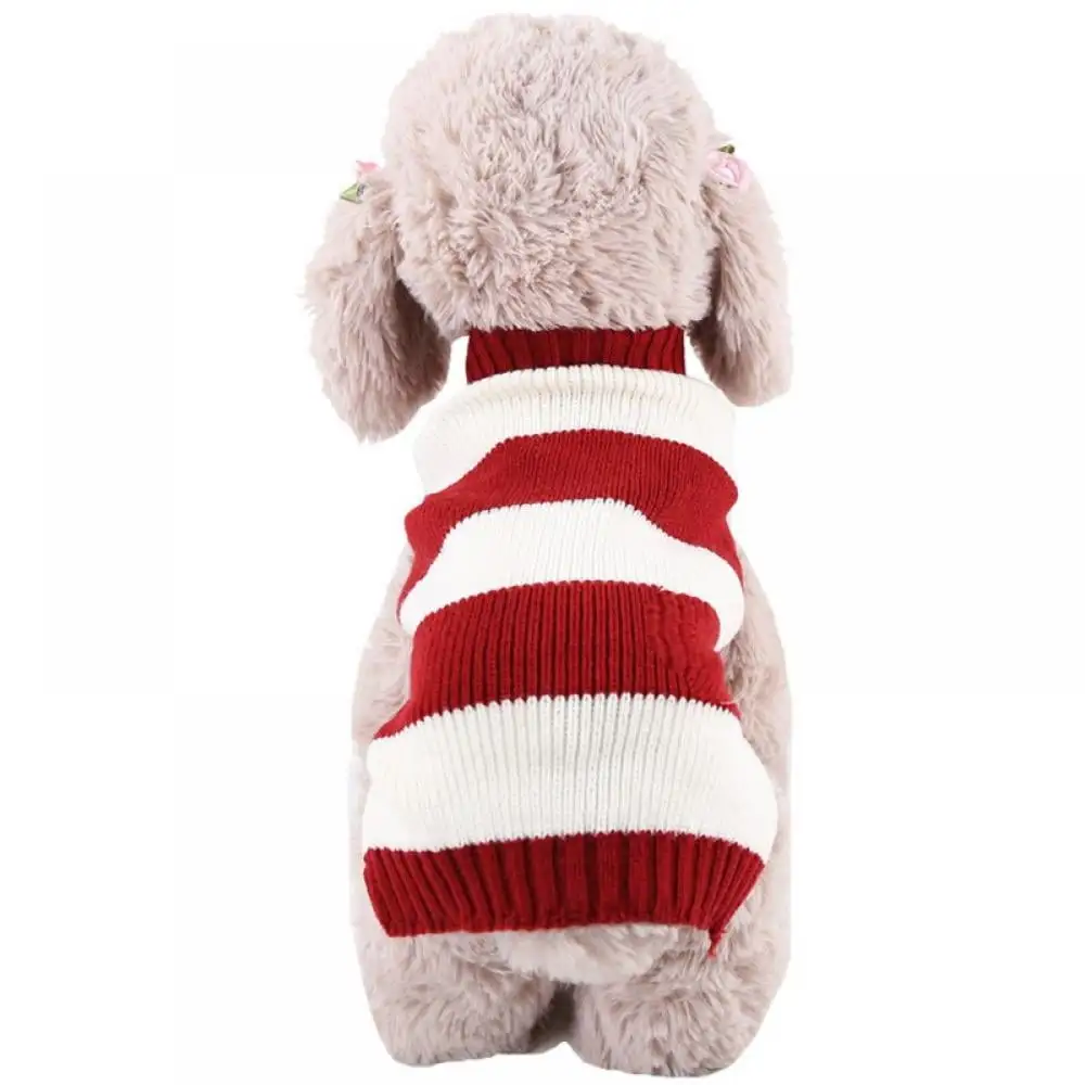 Pet Christmas Stripe Sweater Winter Warm Knitted Costumes Pet Dog Clothing