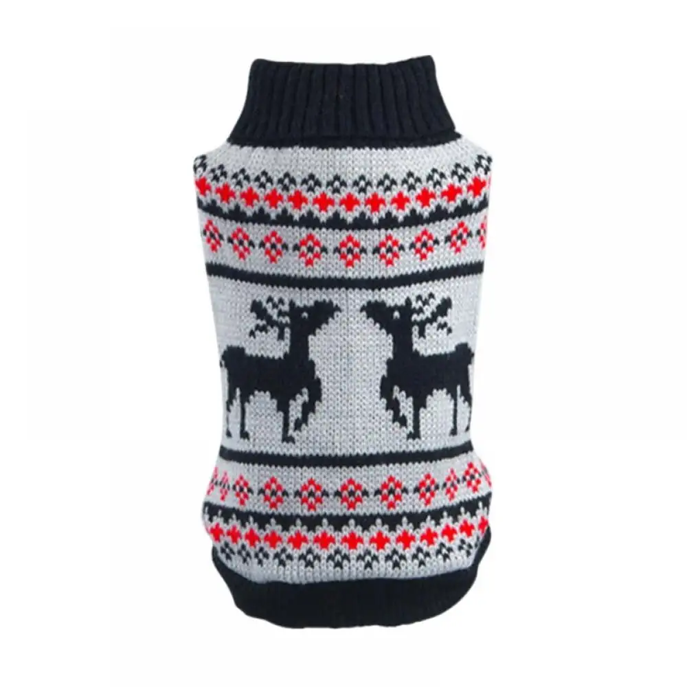 Pet Classic Knitted Sweater. Autumn Winter Warm Dogs Costume. Christmas Elk Pattern Sweaters for Small and Medium Dogs