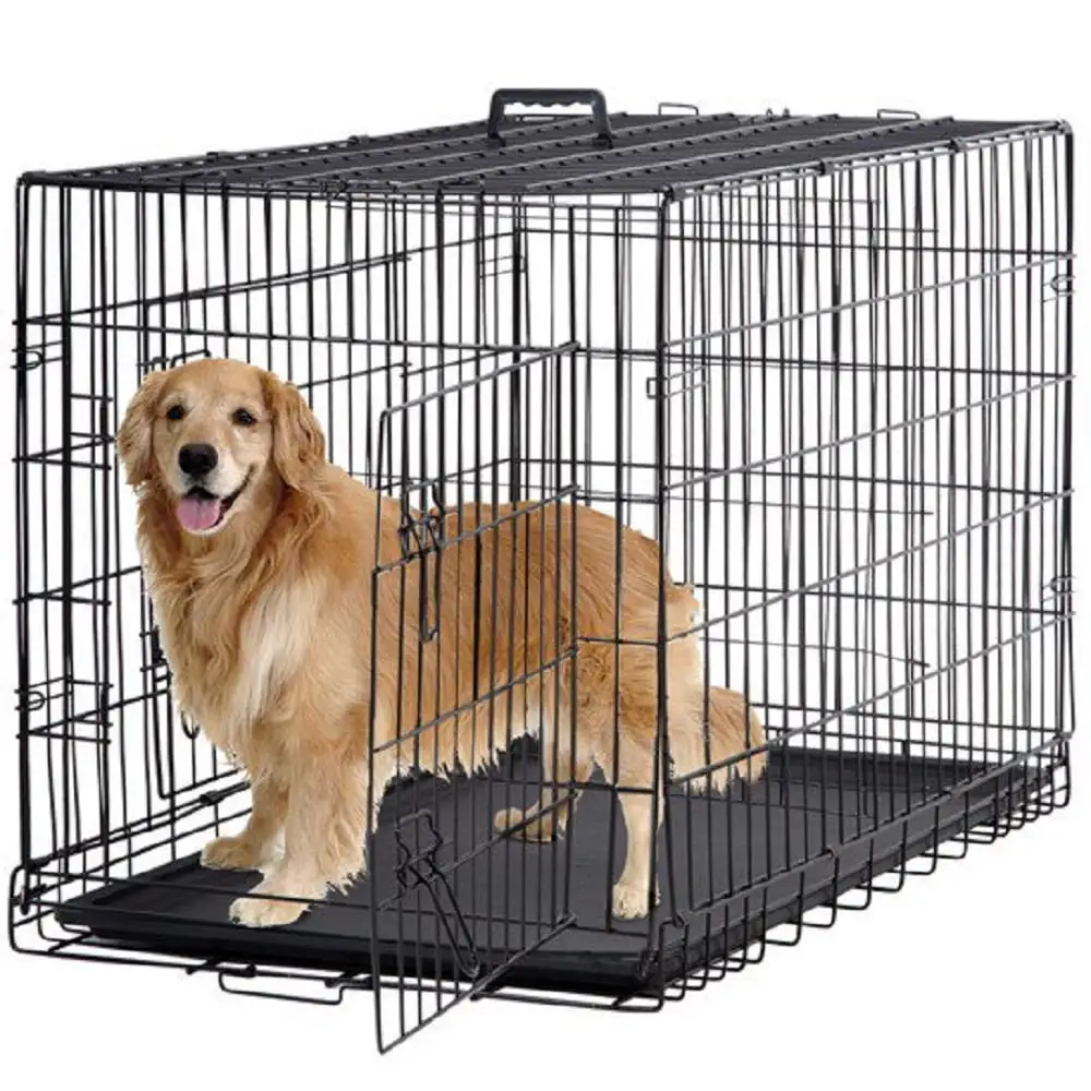 Pet Crate. Double-Door Folding Dog Crate with Divider. X-Large. 48