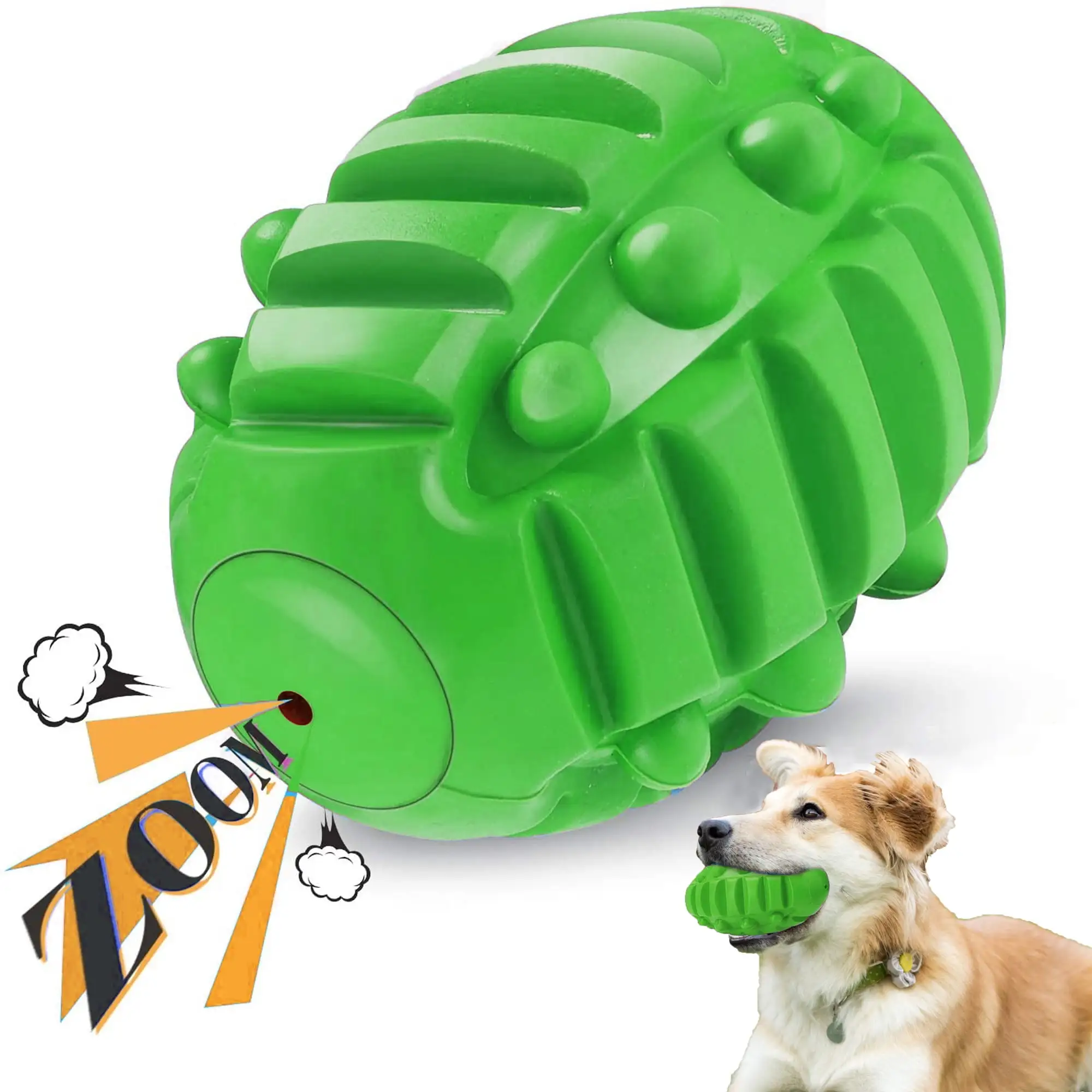 Pet Deluxe Squeaky Dog Ball Toys for Aggressive Chewers Indestructible Durable Tough Big Dogs Chew Toys Floatable Rubber Interactive Pet Toys for Medium &Large Breeds Dog