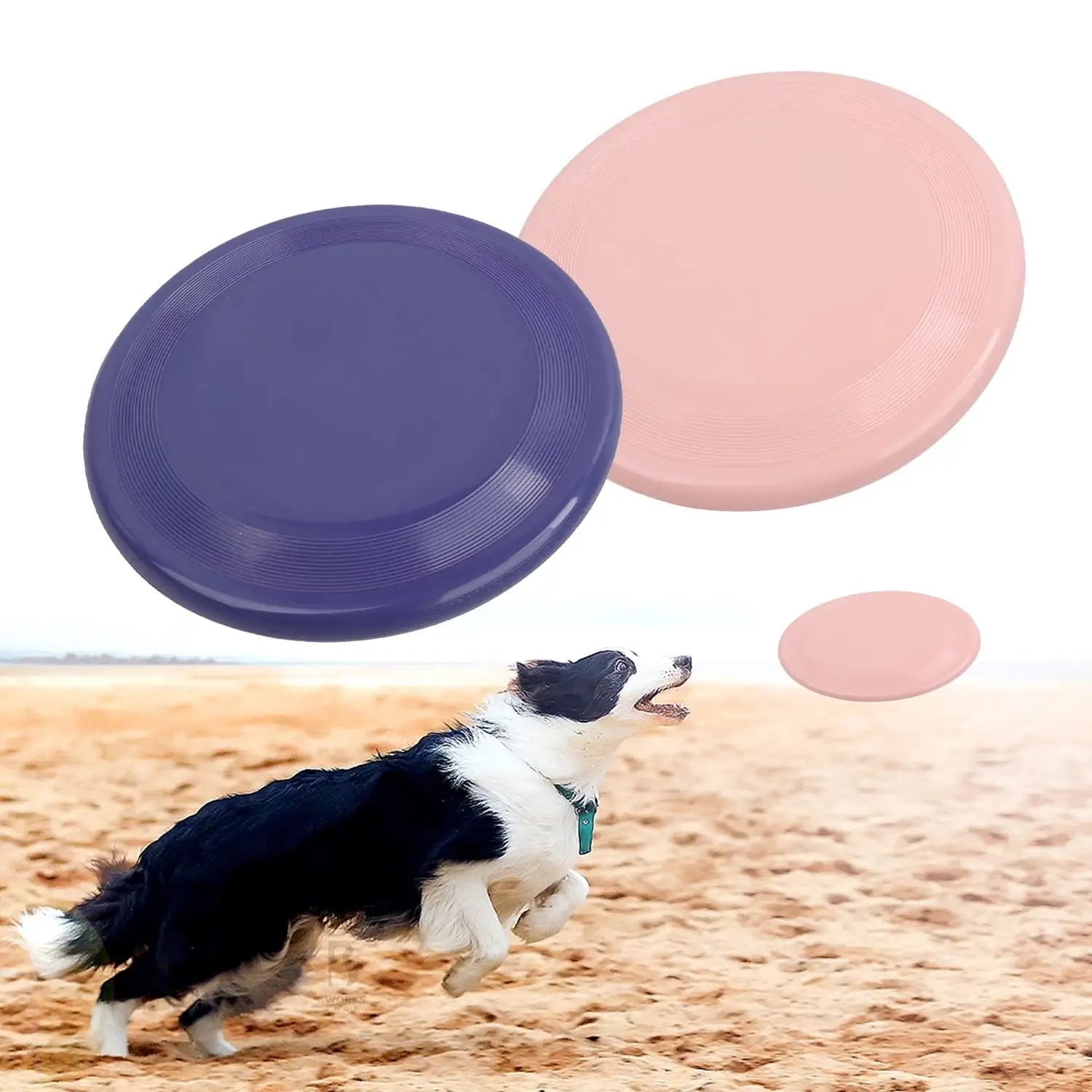 Pet Dog Frisbee. 2 Pack. 8 Inch Dog Frisbee. Pet Interactive Training Frisbee. Bite Resistant Dog Toy. Not Easily Deformed. Pink and Purple.