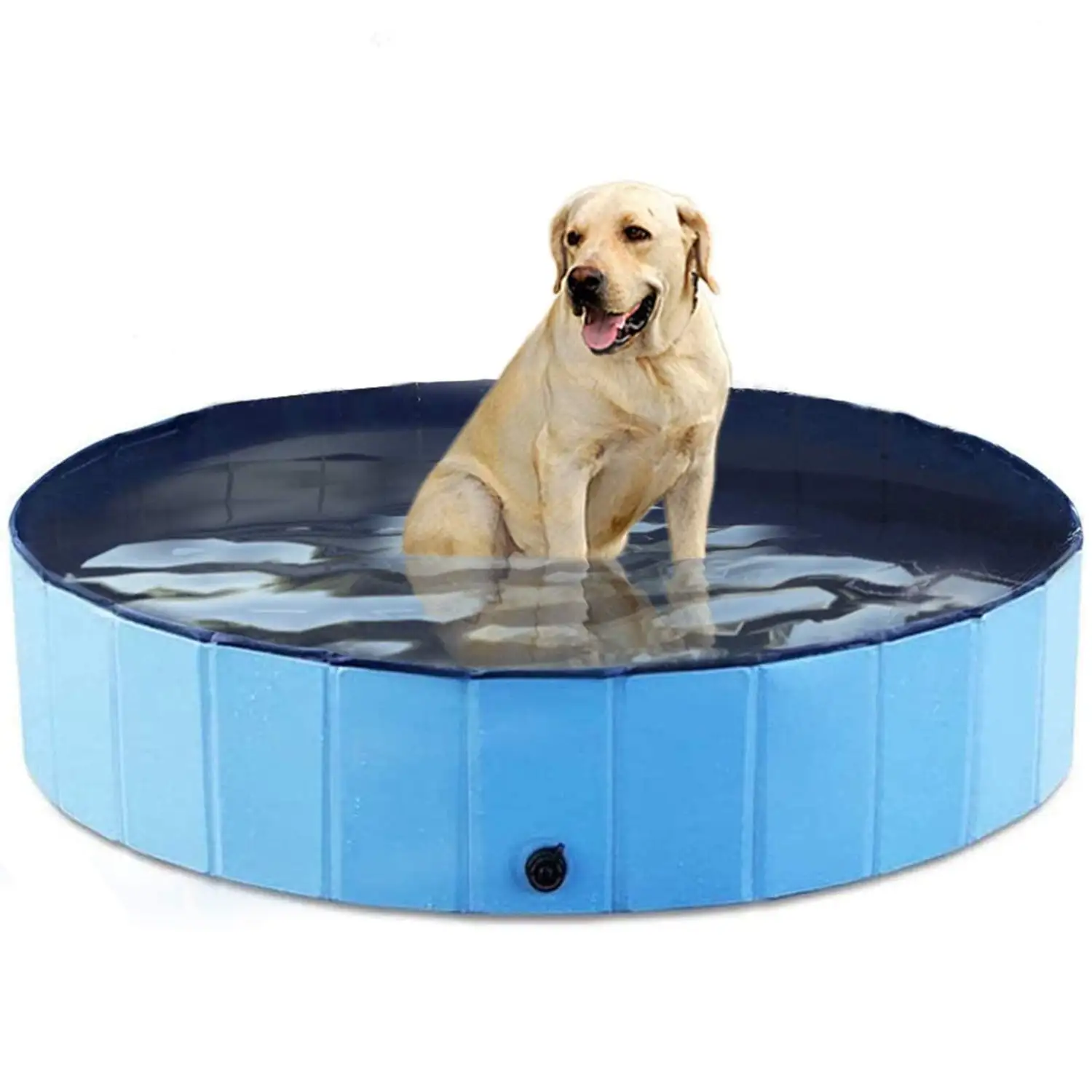 Pet Dog Pool Bath Swimming Tub Kiddie Pool. 48 x 12 inch Collapsible Foldable Portable for Dogs Cats and Kids Blue