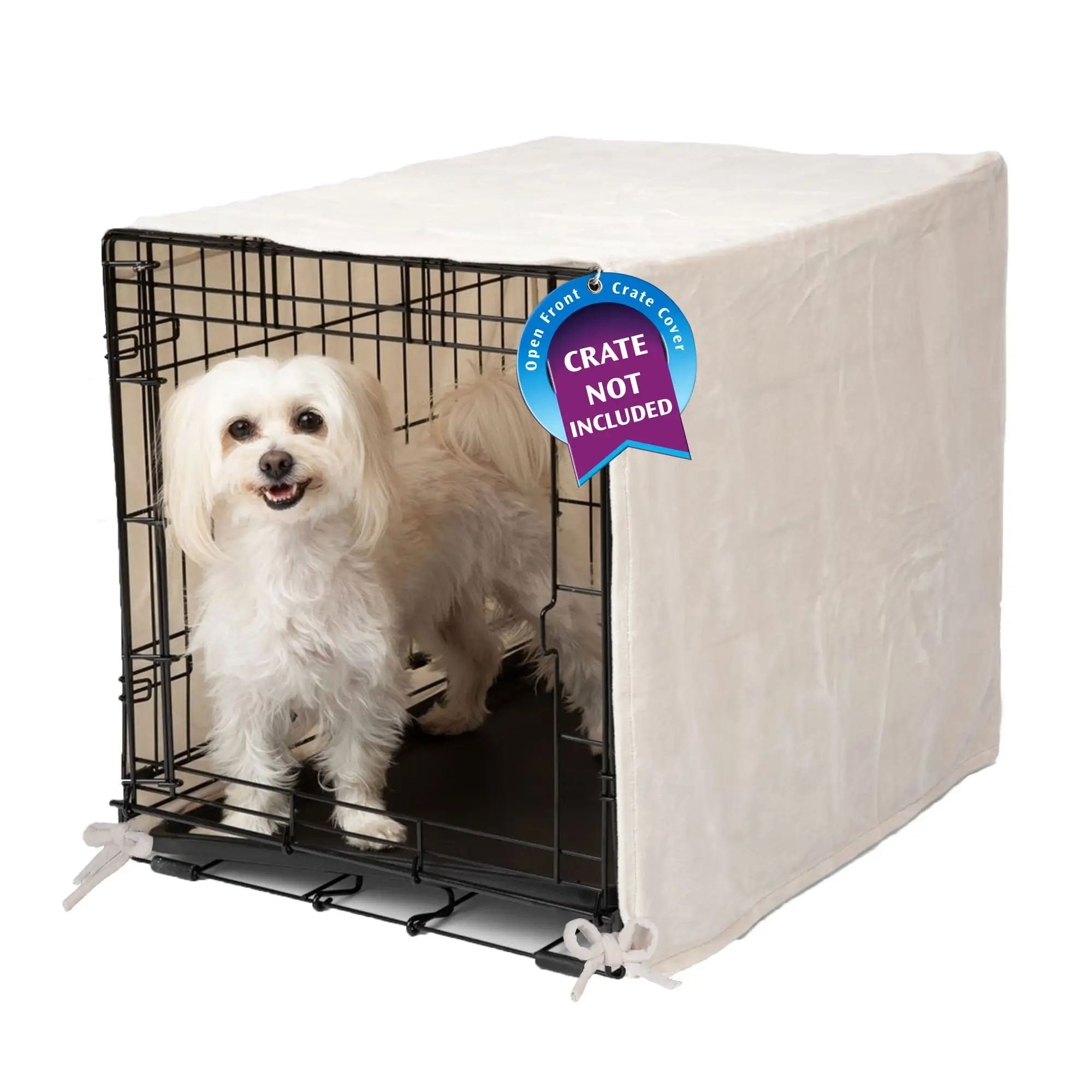 Pet Dreams Breathable Crate Cover - Non Toxic Single Door Dog Crate Covers. Ivory X-Small 18 inch