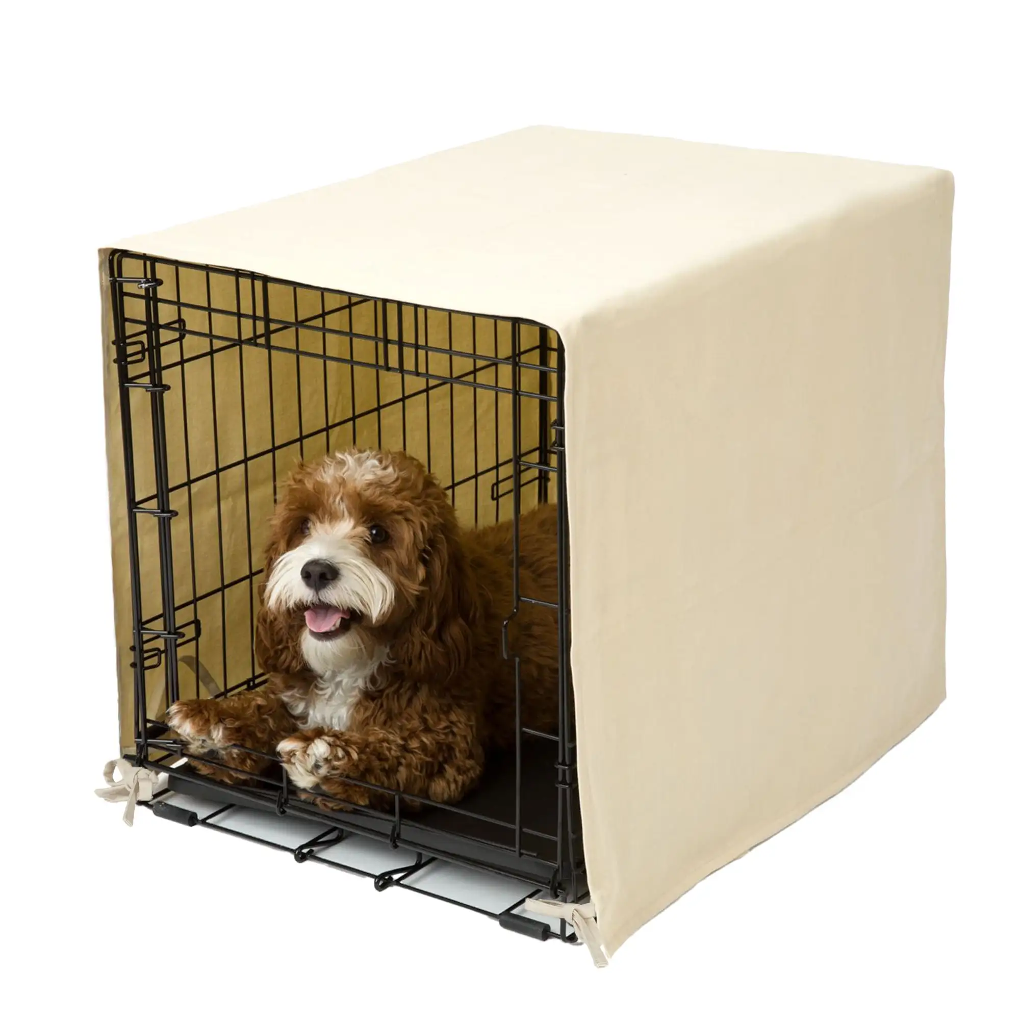 Pet Dreams Dog Crate Cover ?C Small to Extra Large Dog Kennel Covers. Breathable Single Door Soft Cage Covers for Dog Crates. Great for Dog Crate Training (Khaki Tan. 48 inch)