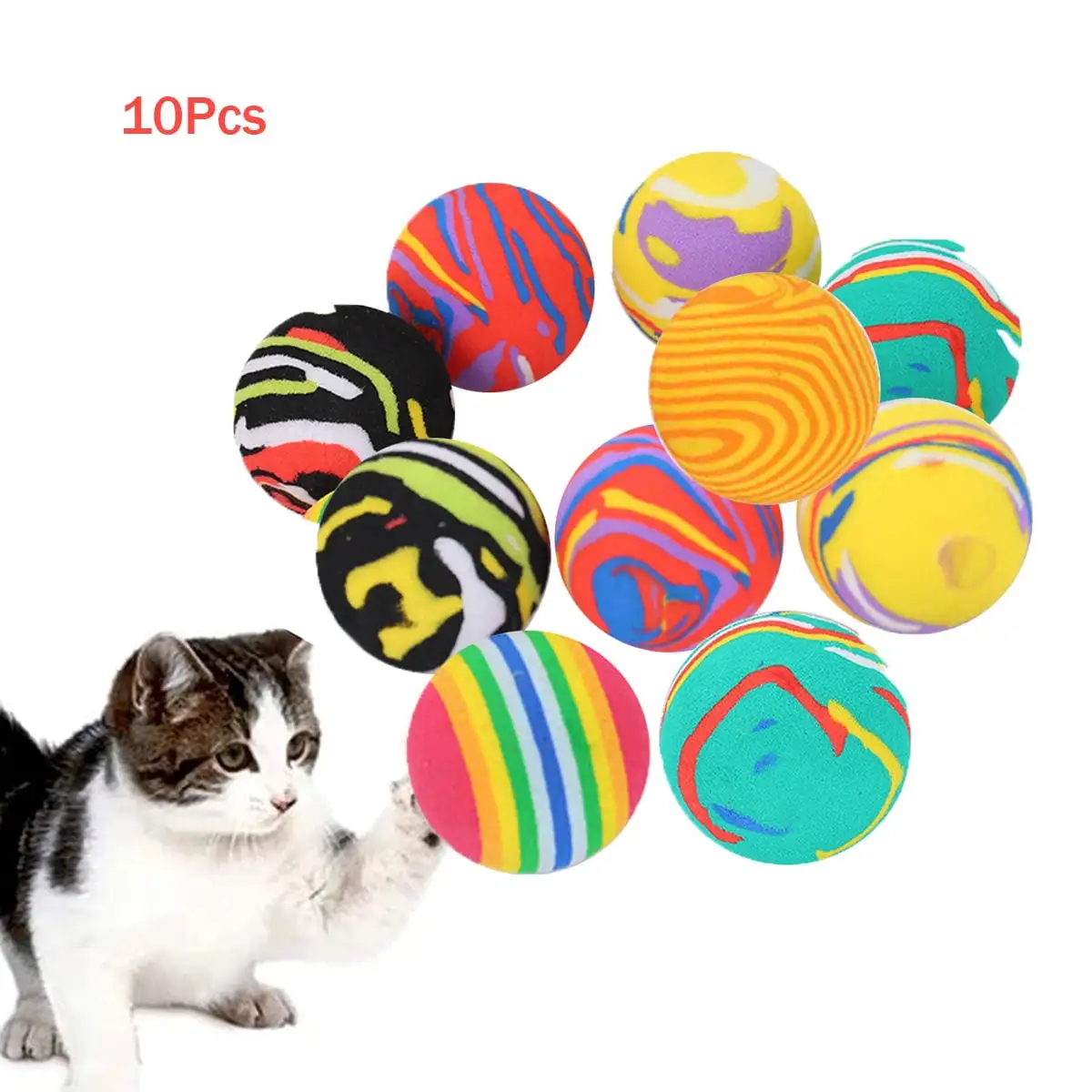 Pet Enjoy 1 38 10pcs Cats Toys Balls Colorful Soft EVA Foam Ball Toys Kitten Teaser Interactive Play Toy for Small Dogs Cats Animals