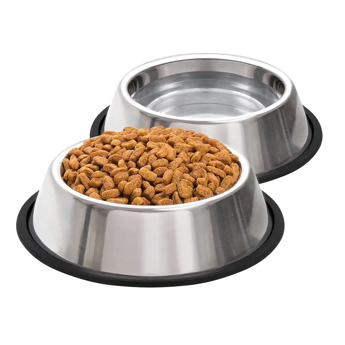 Pet Enjoy 2Pcs Stainless Steel Dog Bowls.Durable Non Slip Metal Food Bowls for Dog.Pets Feeder Bowl and Water Bowl Choice for Dog Puppy Cat and Kitten