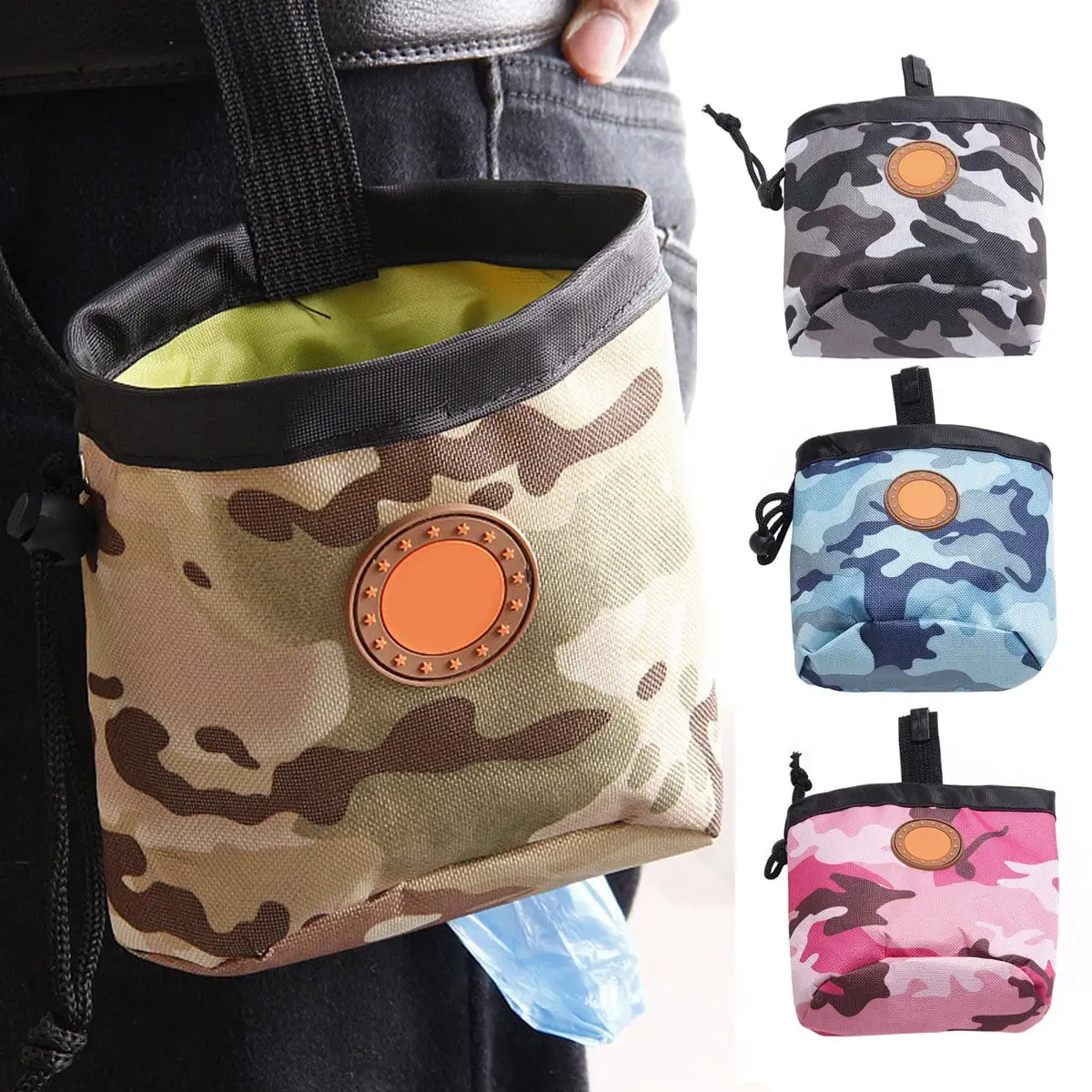 Pet Enjoy Camouflage Dog Treat Training Pouch.Storage bag with zipper hanging around waist.Portable Easily Carries Pet Toys.Kibble.Treats