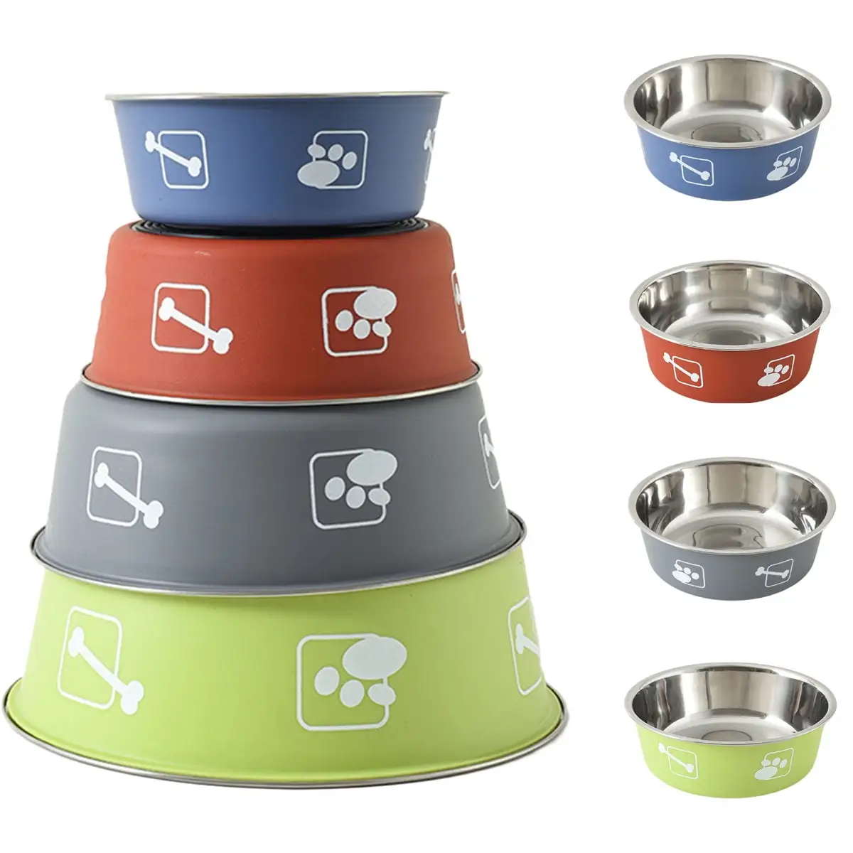 Pet Enjoy Dog Bowls Stainless Steel Dog Bowl with Non Skid Rubber Base.Durable Food Water Dishes Dog Bowls Feeder Bowl for Small Medium Dogs Cats