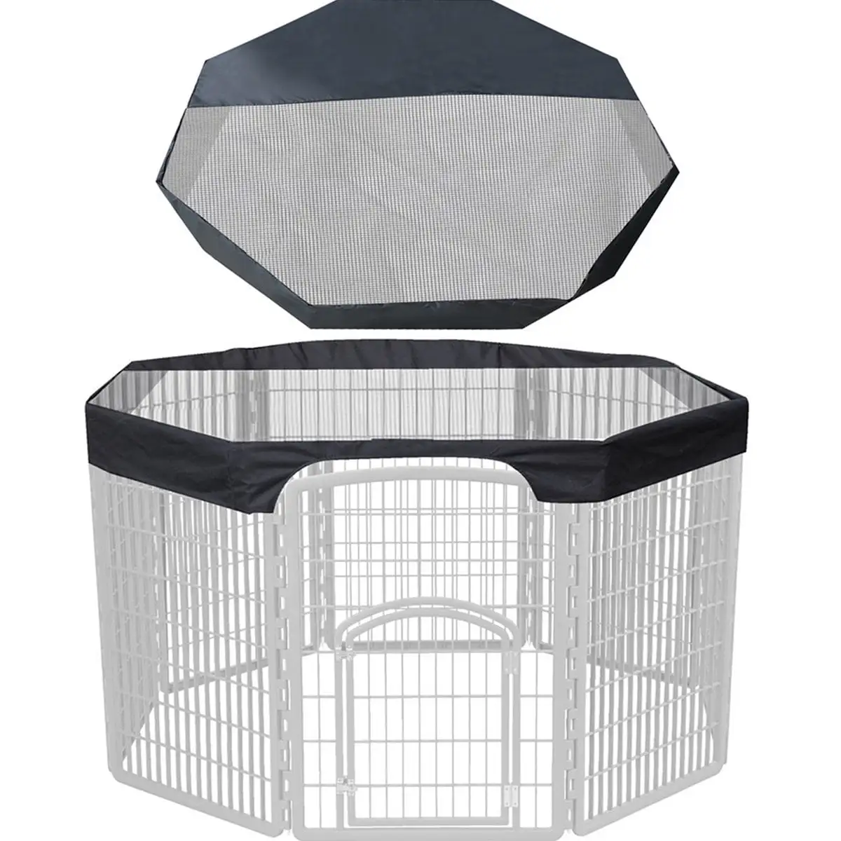 Pet Enjoy Dog Playpen Mesh Top Cover Pet Playpen Cover.Keeps Pet Secure from UV Provides Shade Prevents Escape Pet Pen Cover Indoor Outdoor Black