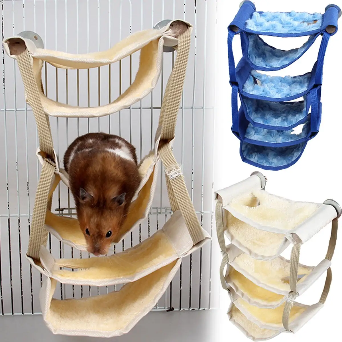 Pet Enjoy Small Pet Cage Hammock.Multi-Layer Sugar Glider Hammock.Guinea Pig Cage Nest Accessories Warm Hammock Bedding for Ferret Squirrel Hamster Rat Playing Sleeping