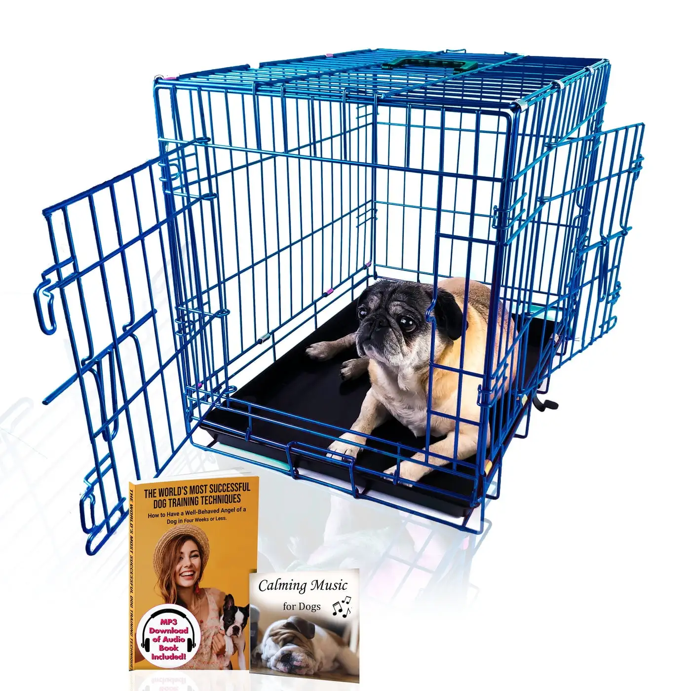 Pet Expressions Blue 24 Inch Colored Metal Wire Dog Crate - Available in Various Sizes and Colors