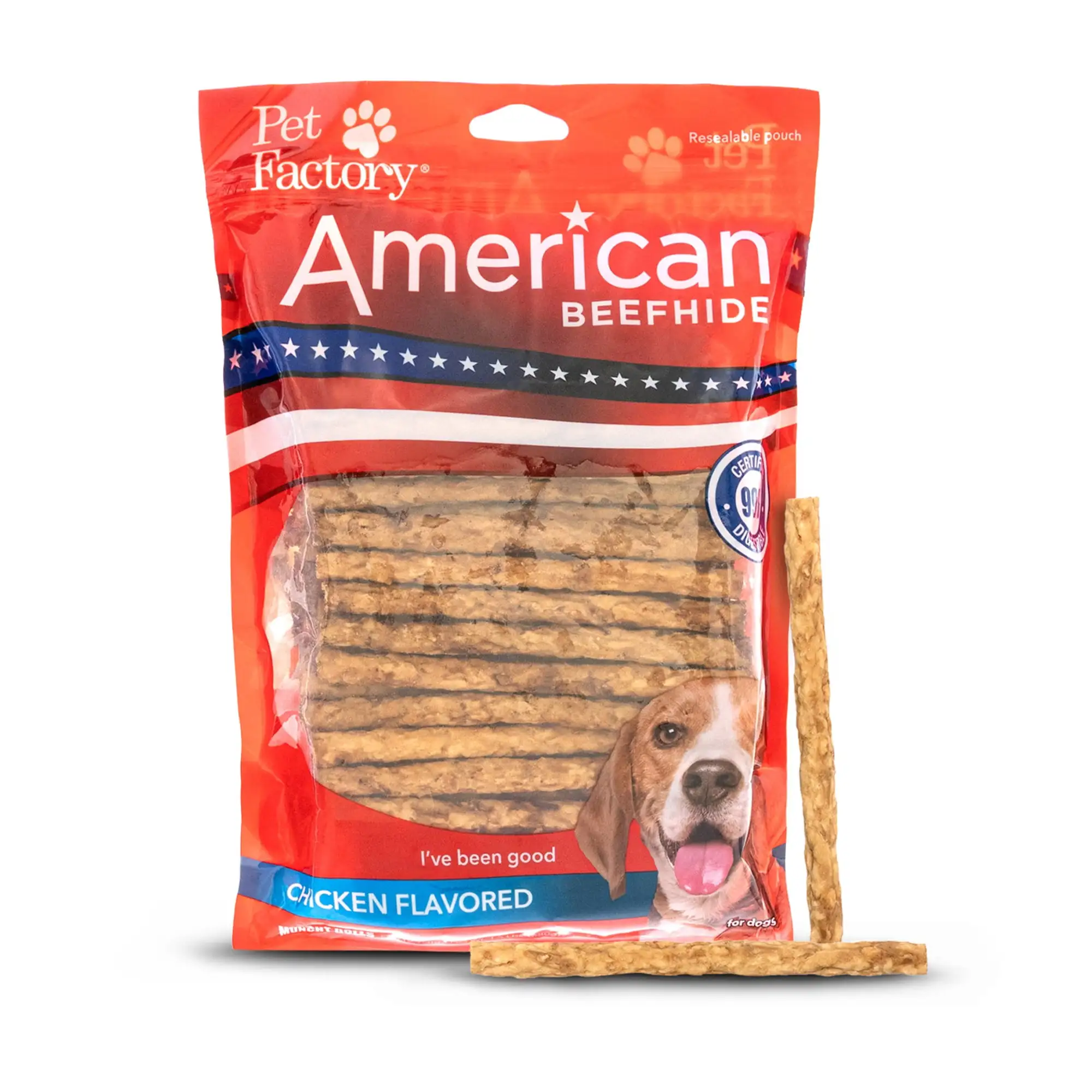 Pet Factory American Beefhide 5 Munch Mini Rolls Dog Chew Treats - Chicken Flavor. 1.5 lbs