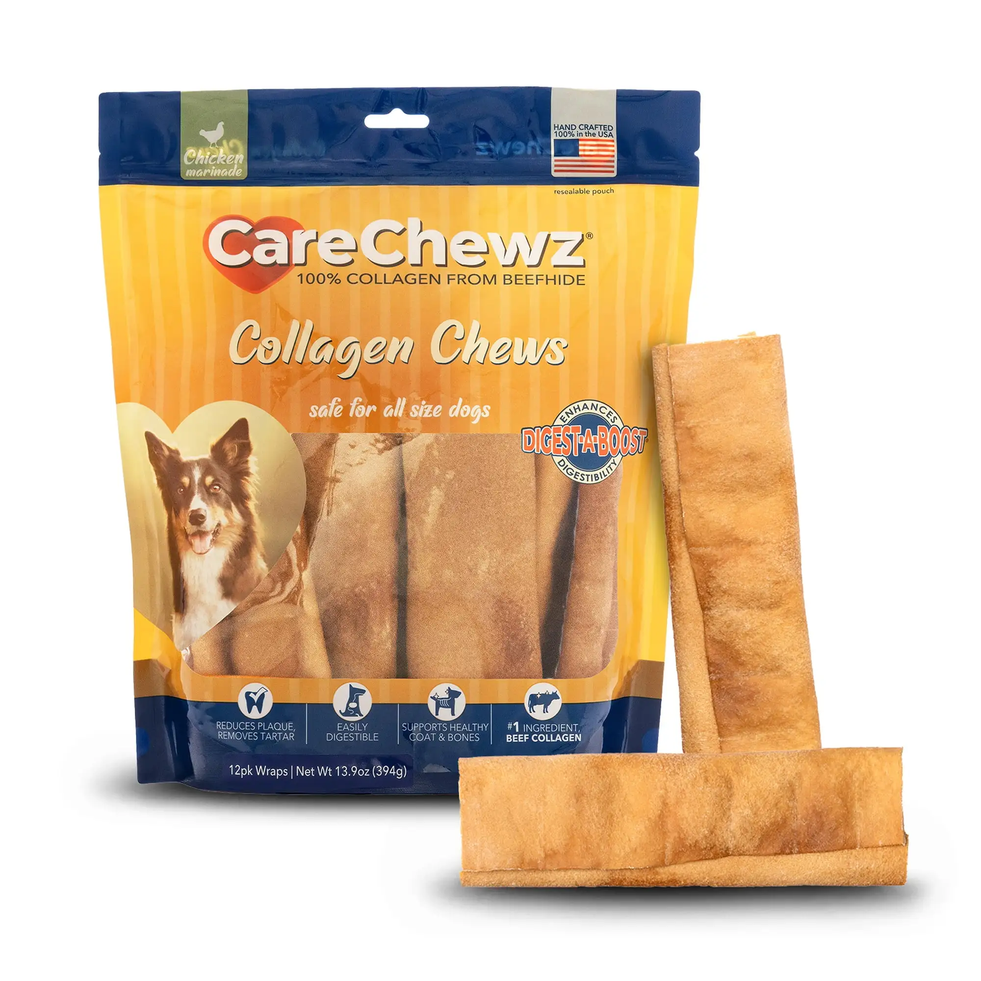 Pet Factory CareChewz Collagen Wraps Chicken Marinade Flavor - Small 67. 12 Count