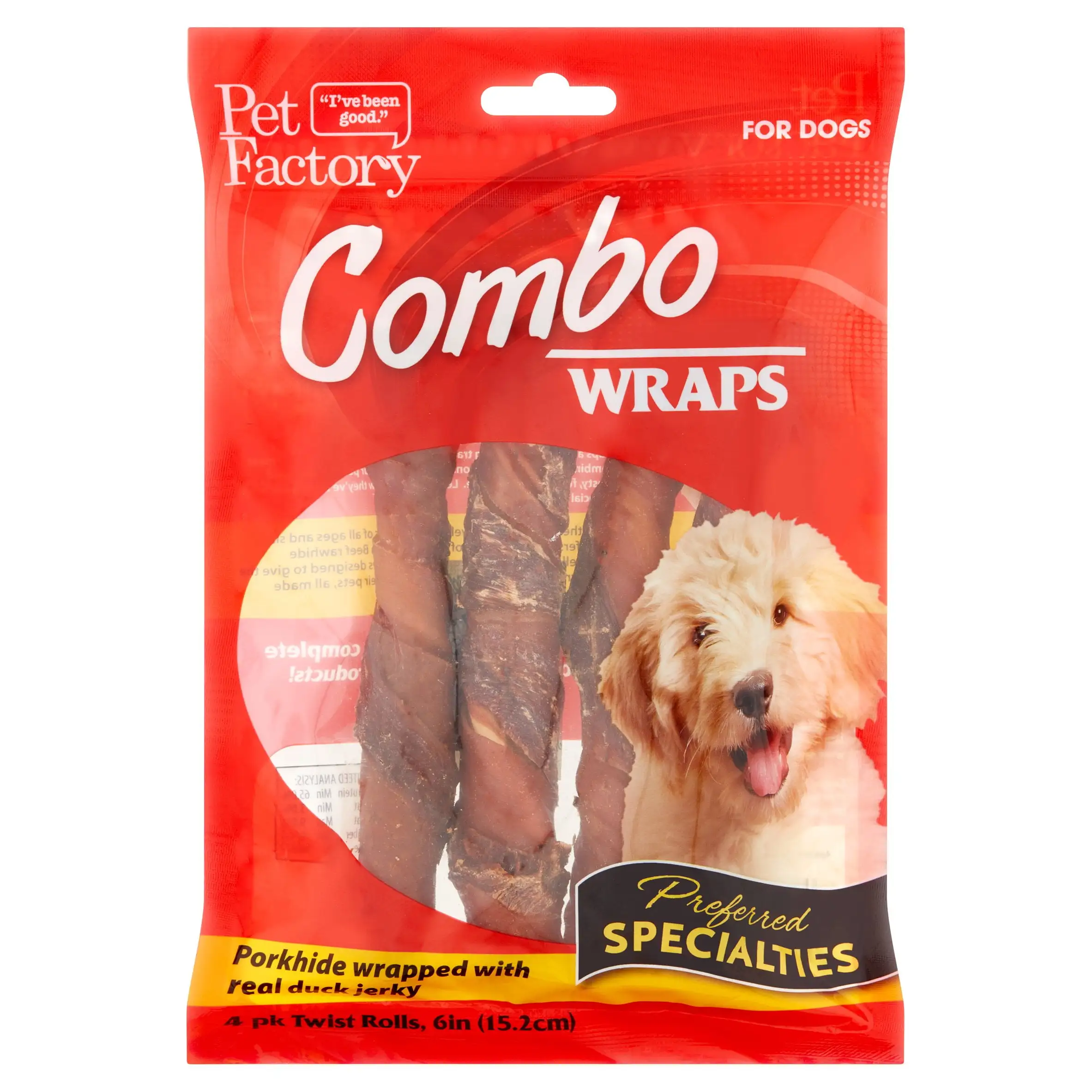 Pet Factory Combo Wraps with Real Duck Jerky Twist Dog Chews (4 Count)