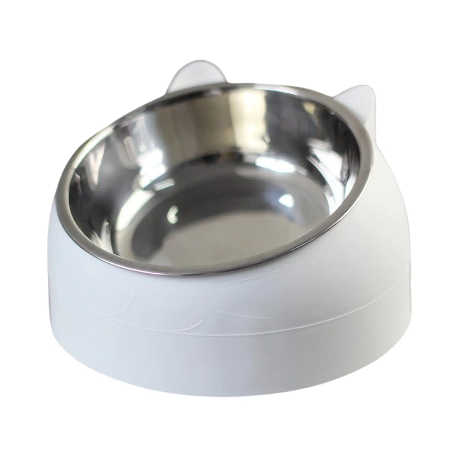 Pet Feeder Raised Neck Protective Bowl Container Tilted Elevated Water Food Feeder Cat Dog Bowl for Indoor Cats Small Medium Dogs Kitten White