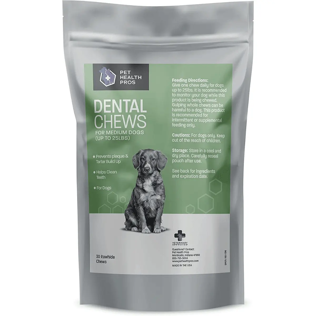 Pet Health Pros Dog Dental Chews for Dogs - Enzymatic Teeth Cleaning Chews for Dogs Plaque and Tartar Buildup - Rawhide Dog Dental Treats for Dogs - Dog Teeth Cleaning Treat - 30 Ct- Medium Size